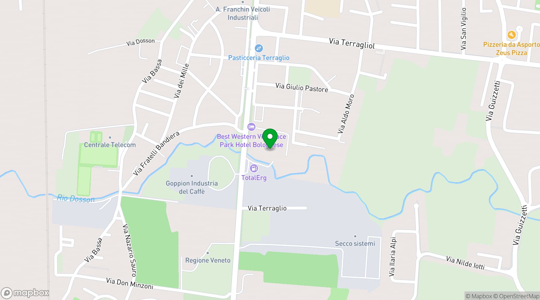 Map showing Villa Pace Park Hotel Bolognese