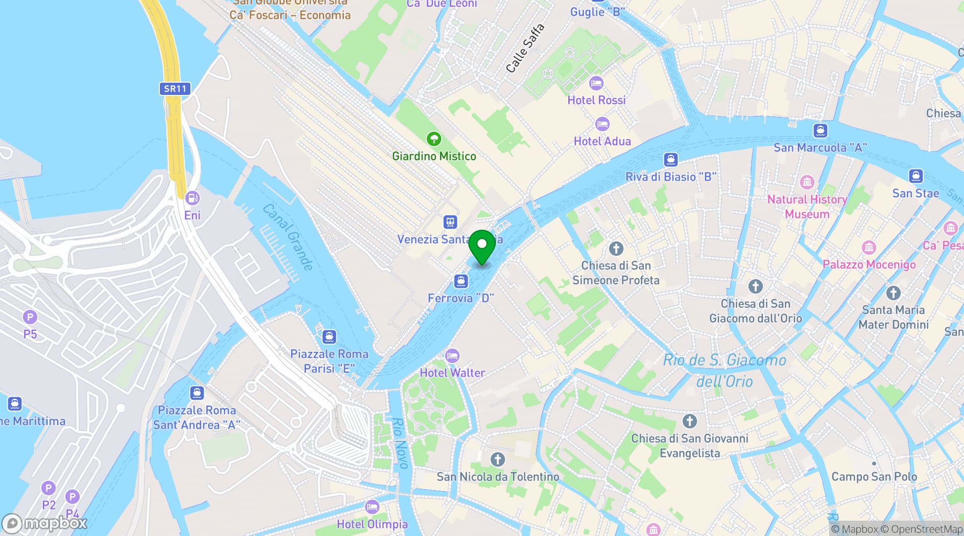 Map showing Hotel Carlton on the Grand Canal