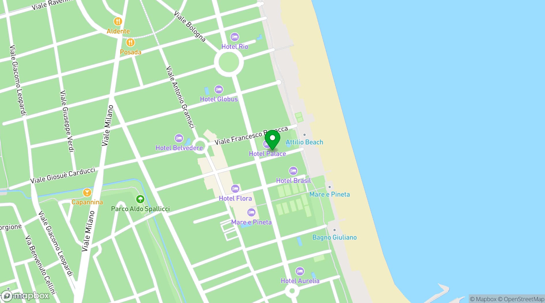 Map showing Palace Hotel