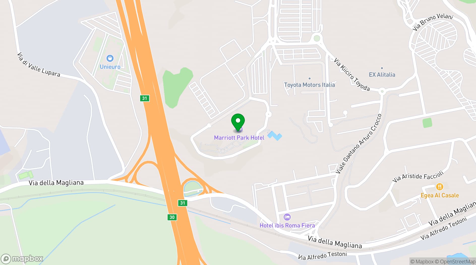 Map showing Rome Marriott Park Hotel