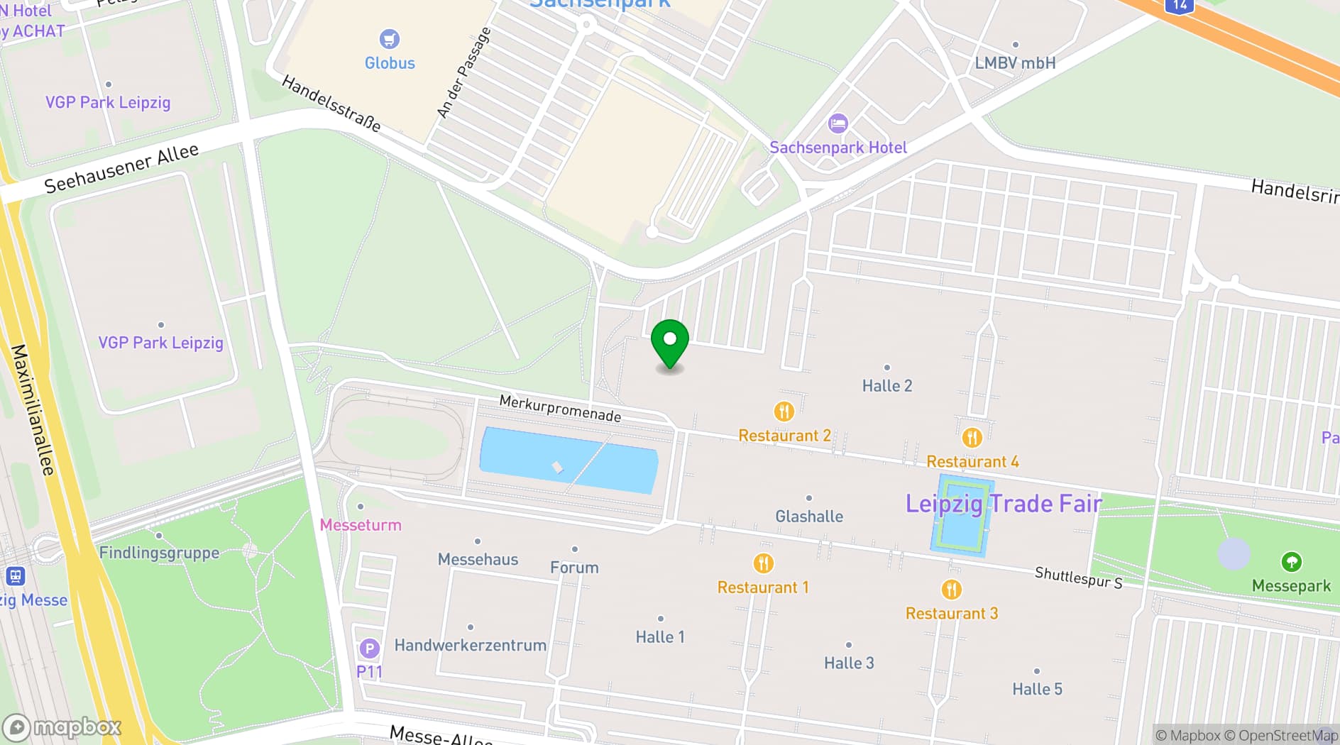 Map showing Leipziger Messe