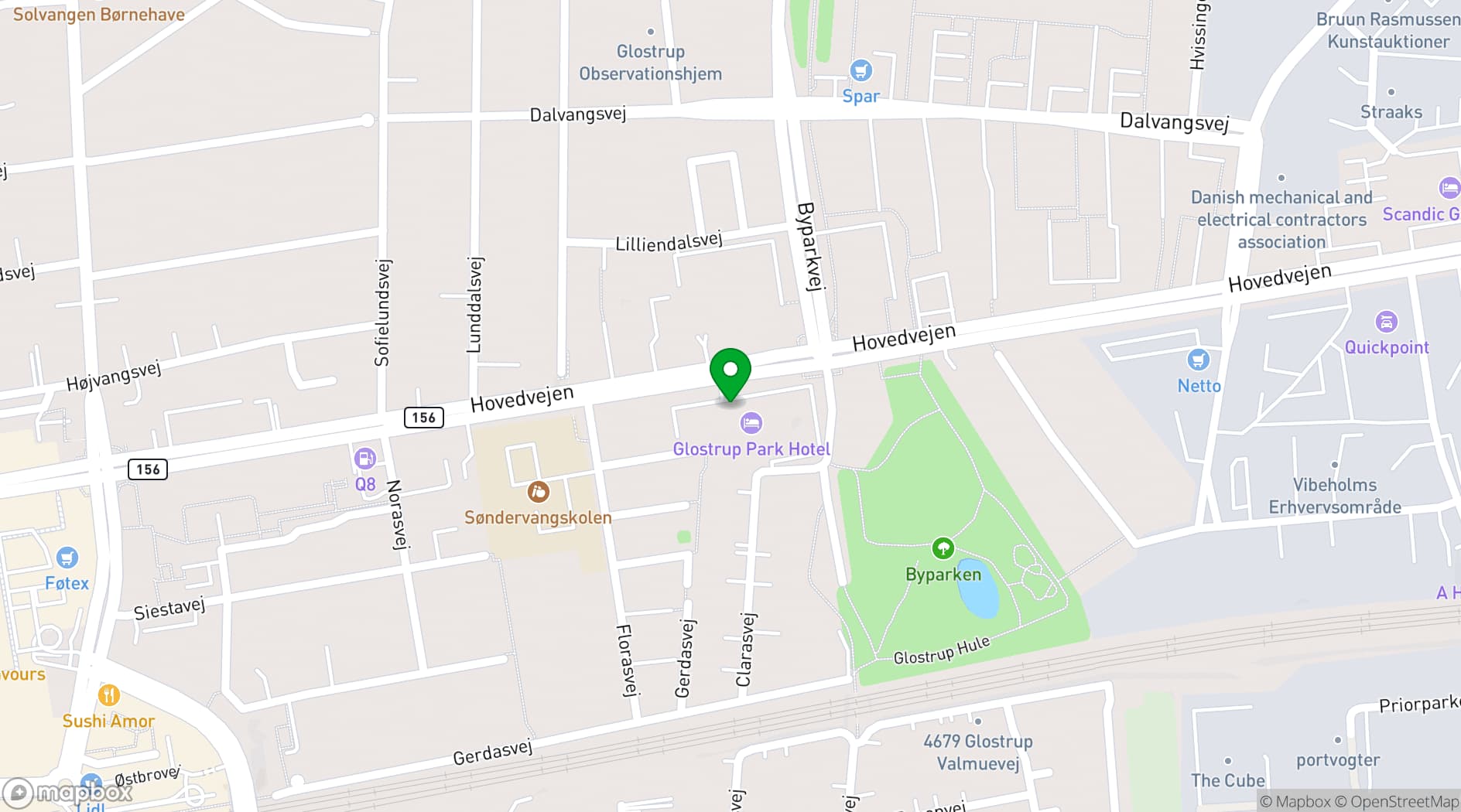 Map showing Glostrup Park Hotel and Restaurant La Cocotte