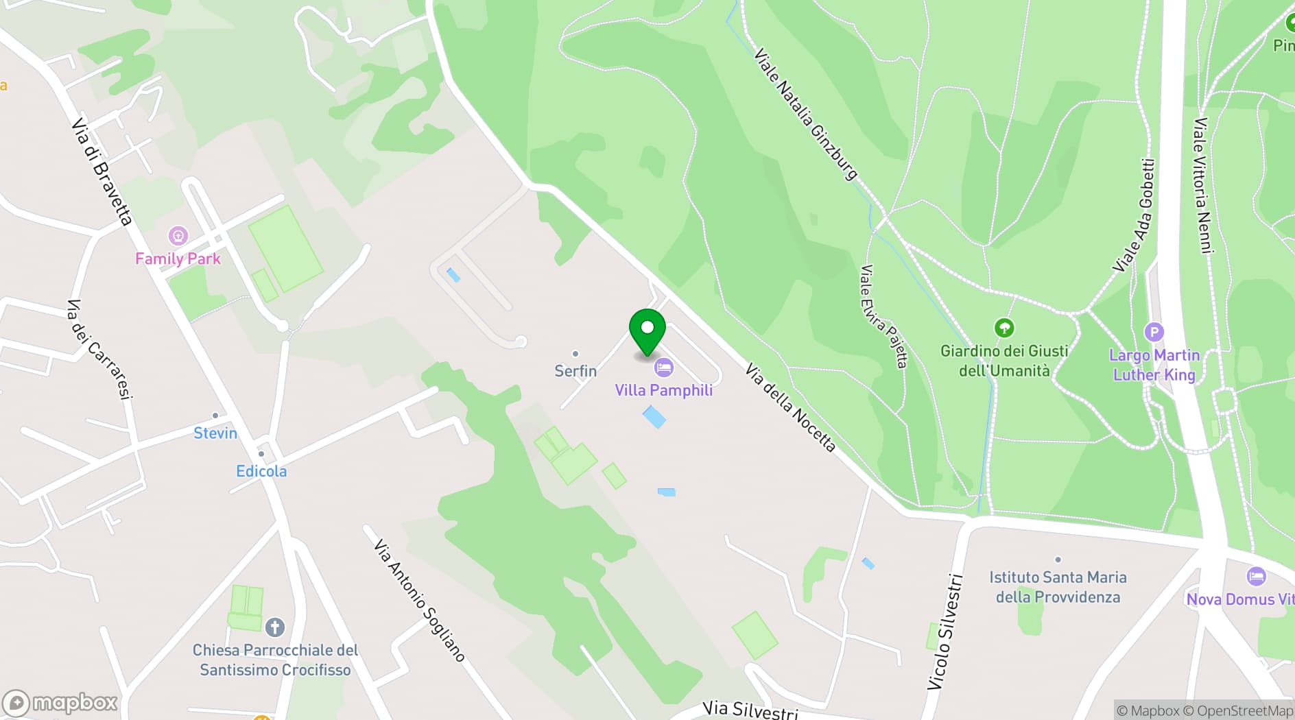 Map showing Hotel Villa Pamphili Roma