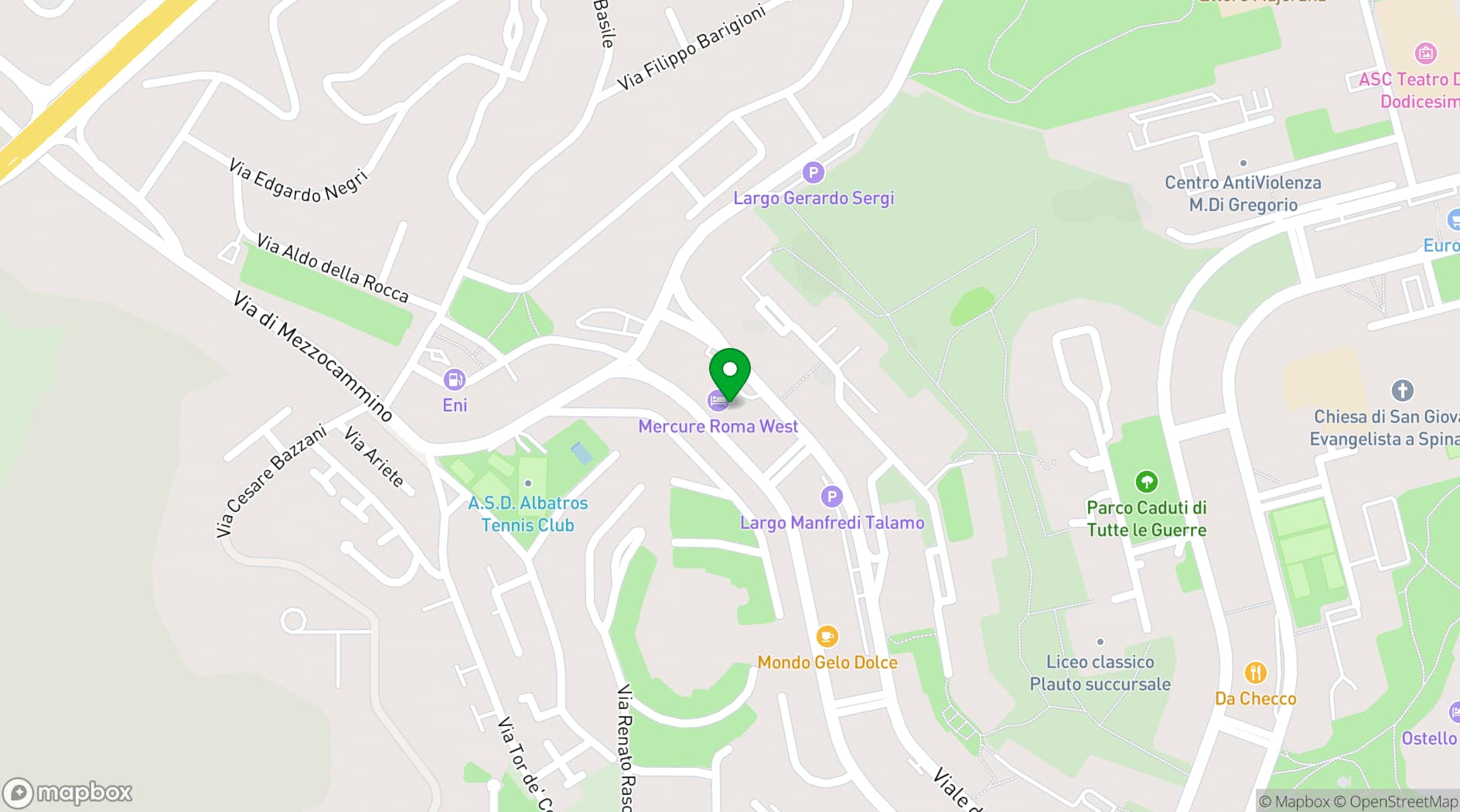 Map showing Mercure Eur Roma West