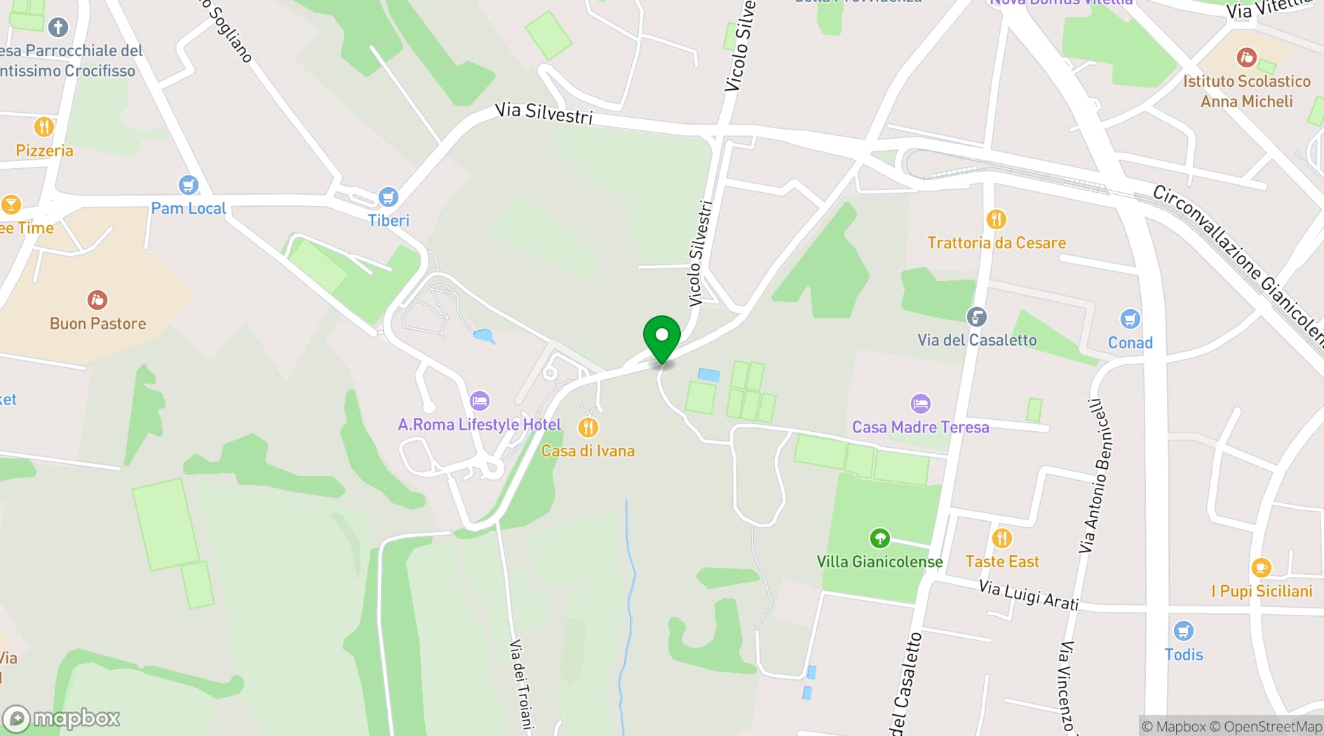 Map showing Villa Gianicolense