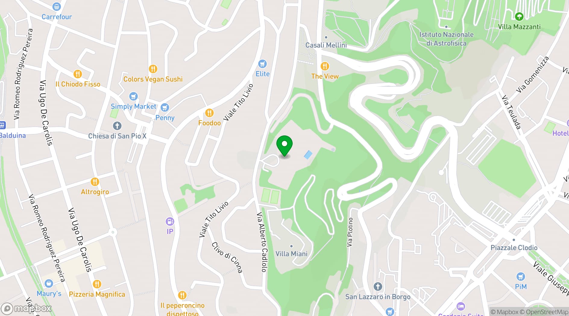 Map showing Hotel Rome Cavalieri
