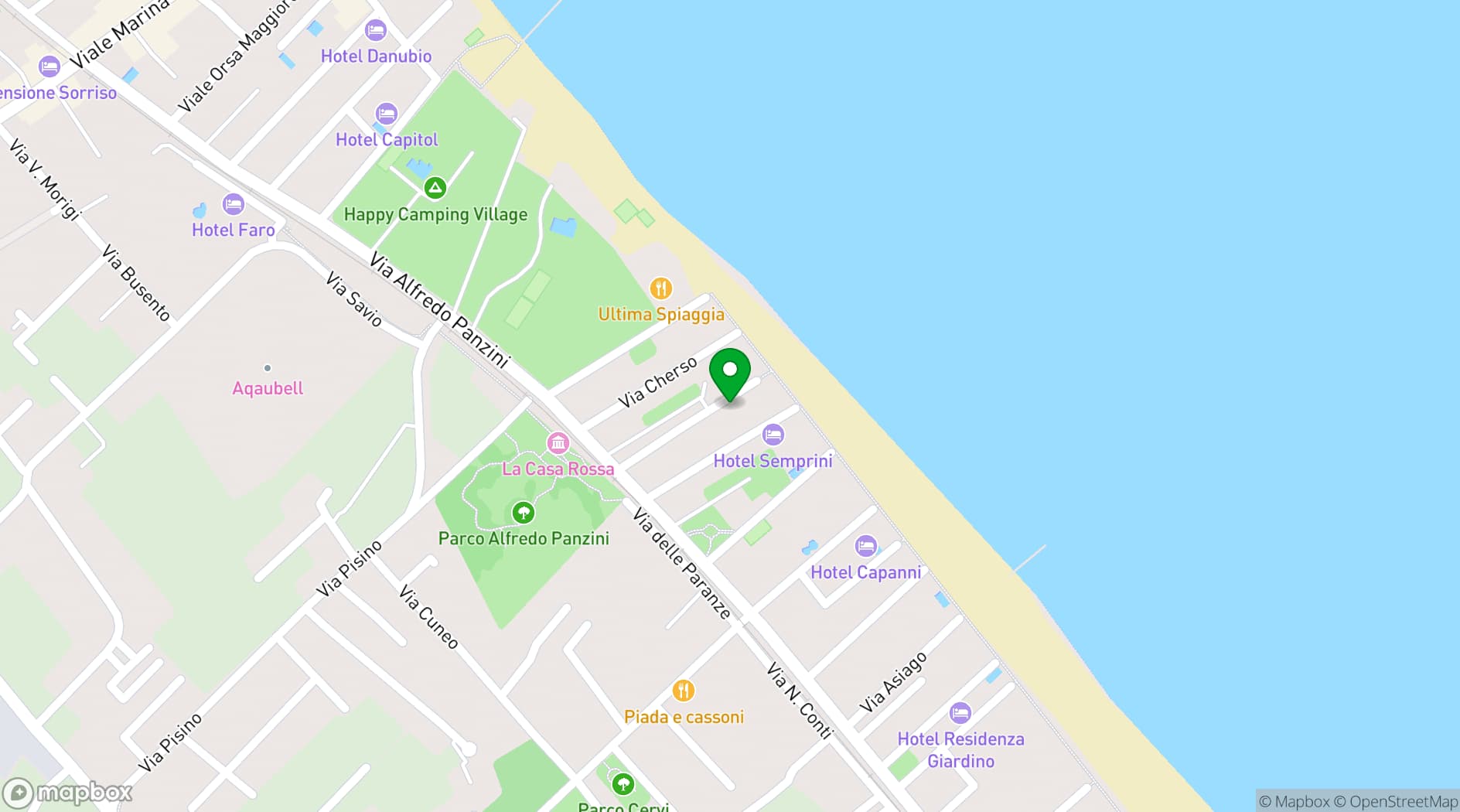 Map showing Hotel Villa Claudia