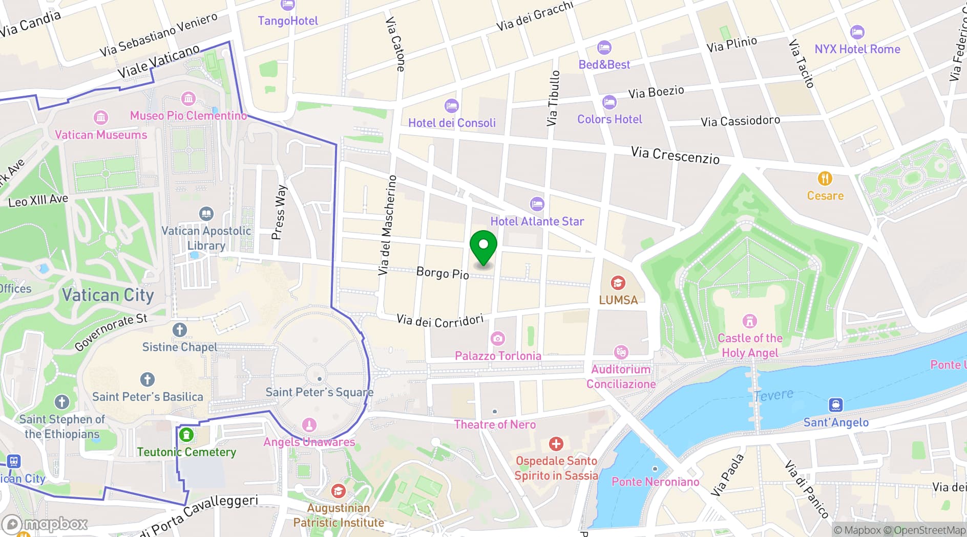 Map showing Hotel Della Conciliazione