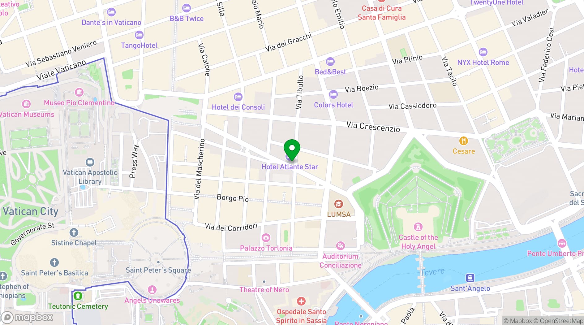 Map showing La Terrazza