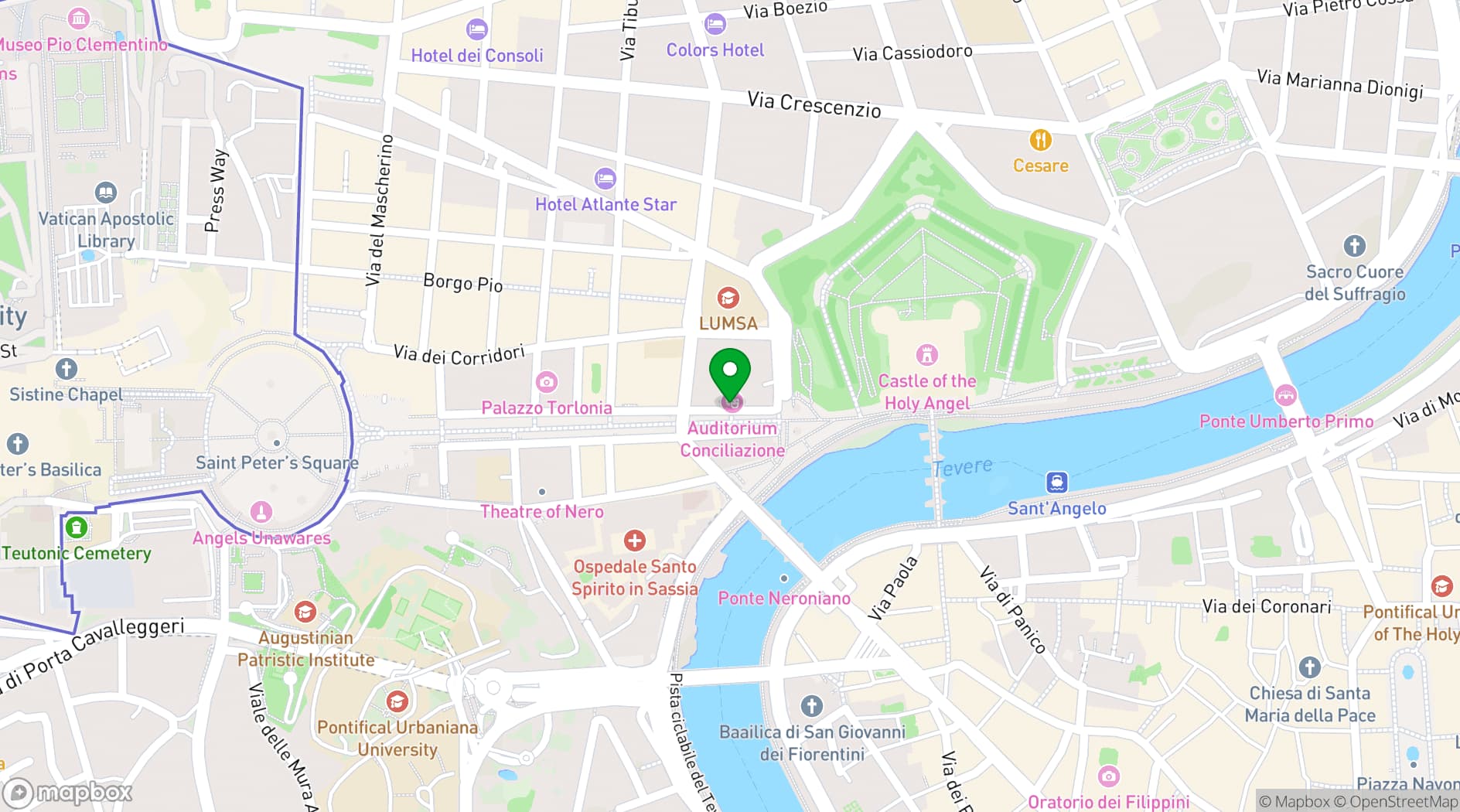 Map showing Auditorium Conciliazione