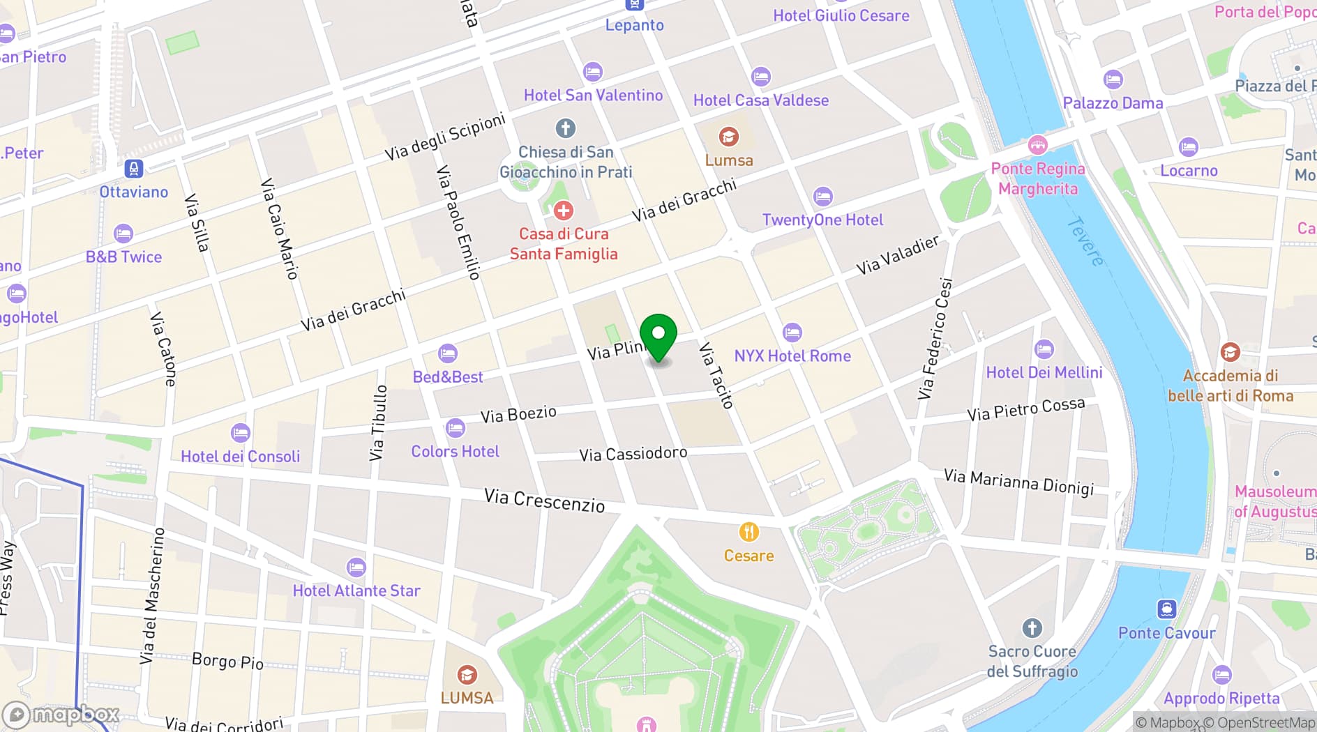 Map showing Hotel Orazio Palace