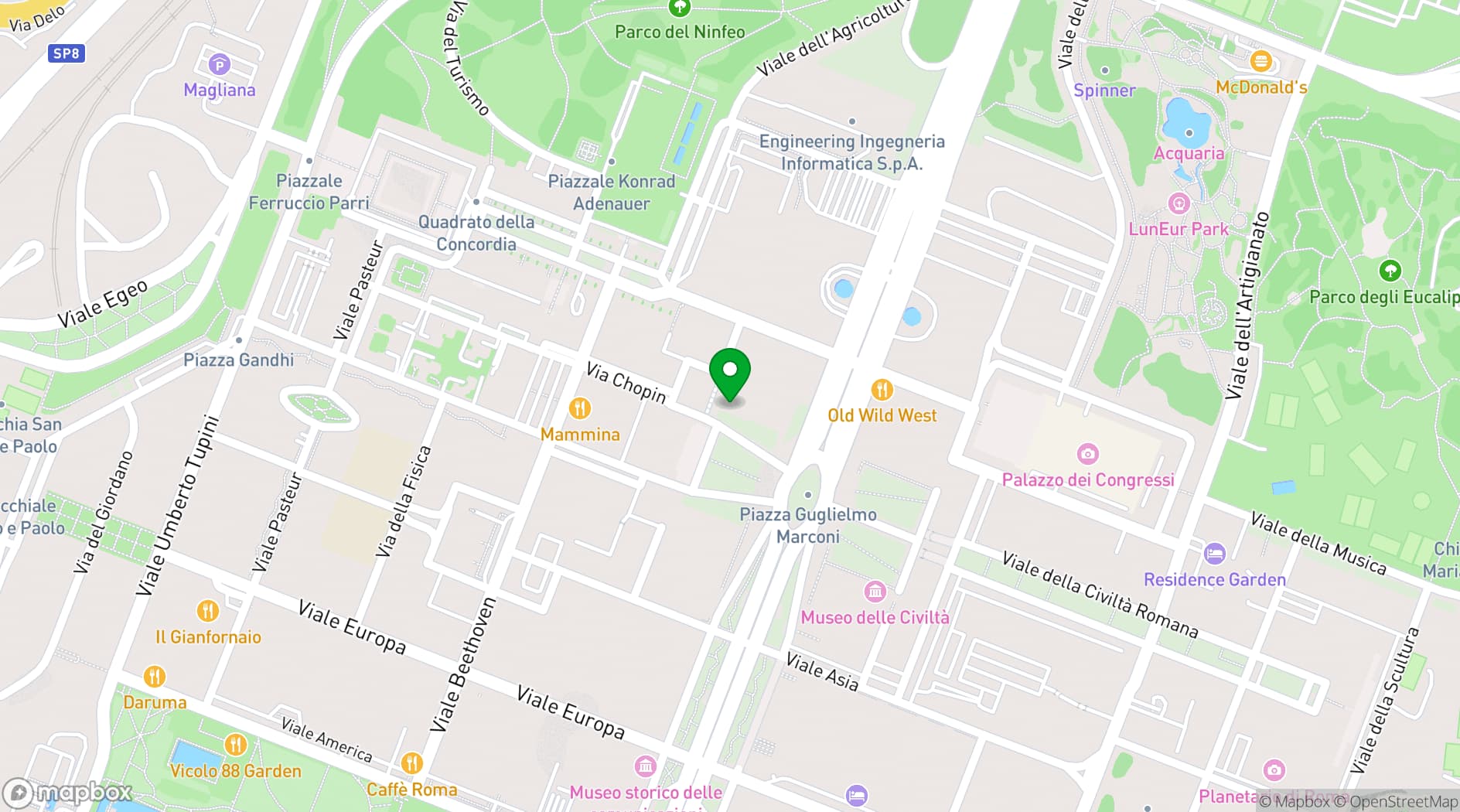 Map showing Spazio Novecento
