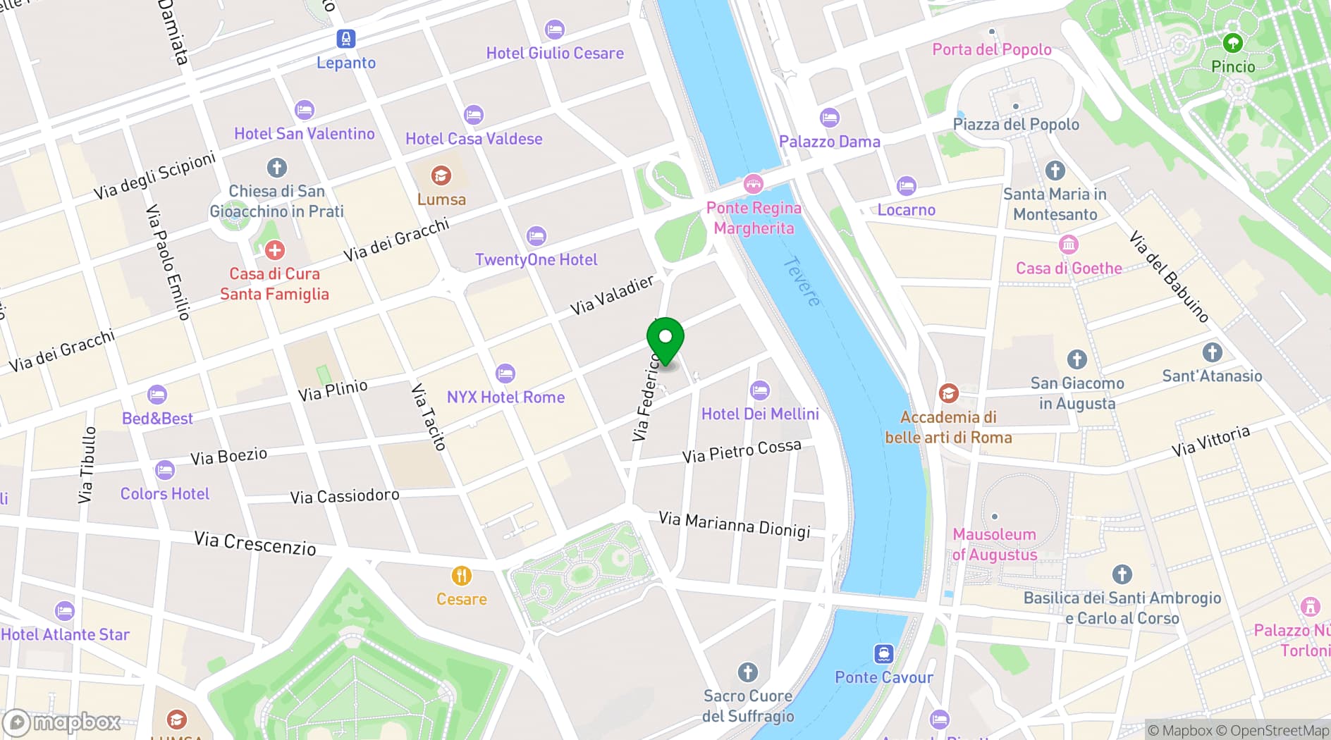 Map showing Le Méridien Visconti Rome