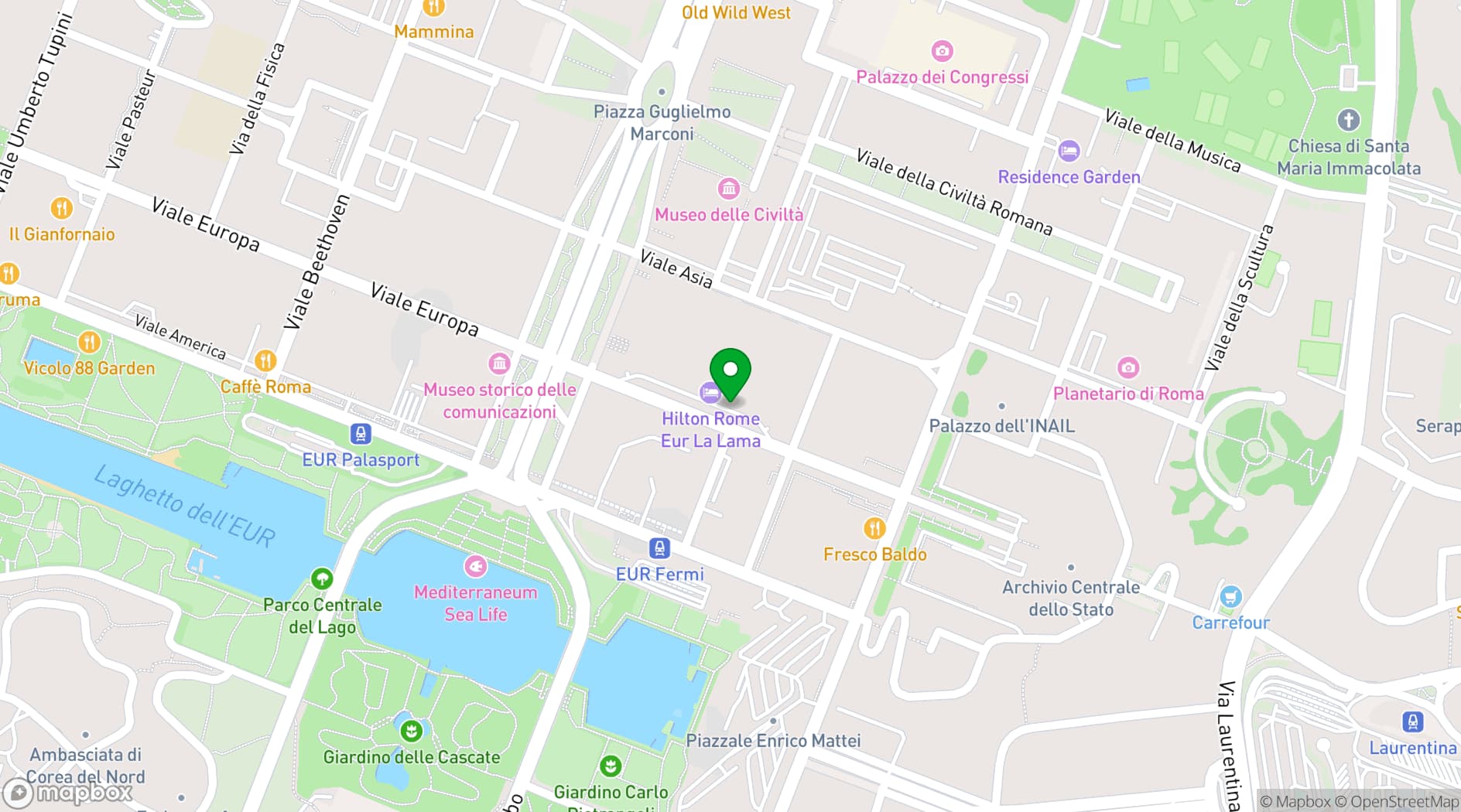Map showing Roma Convention Center