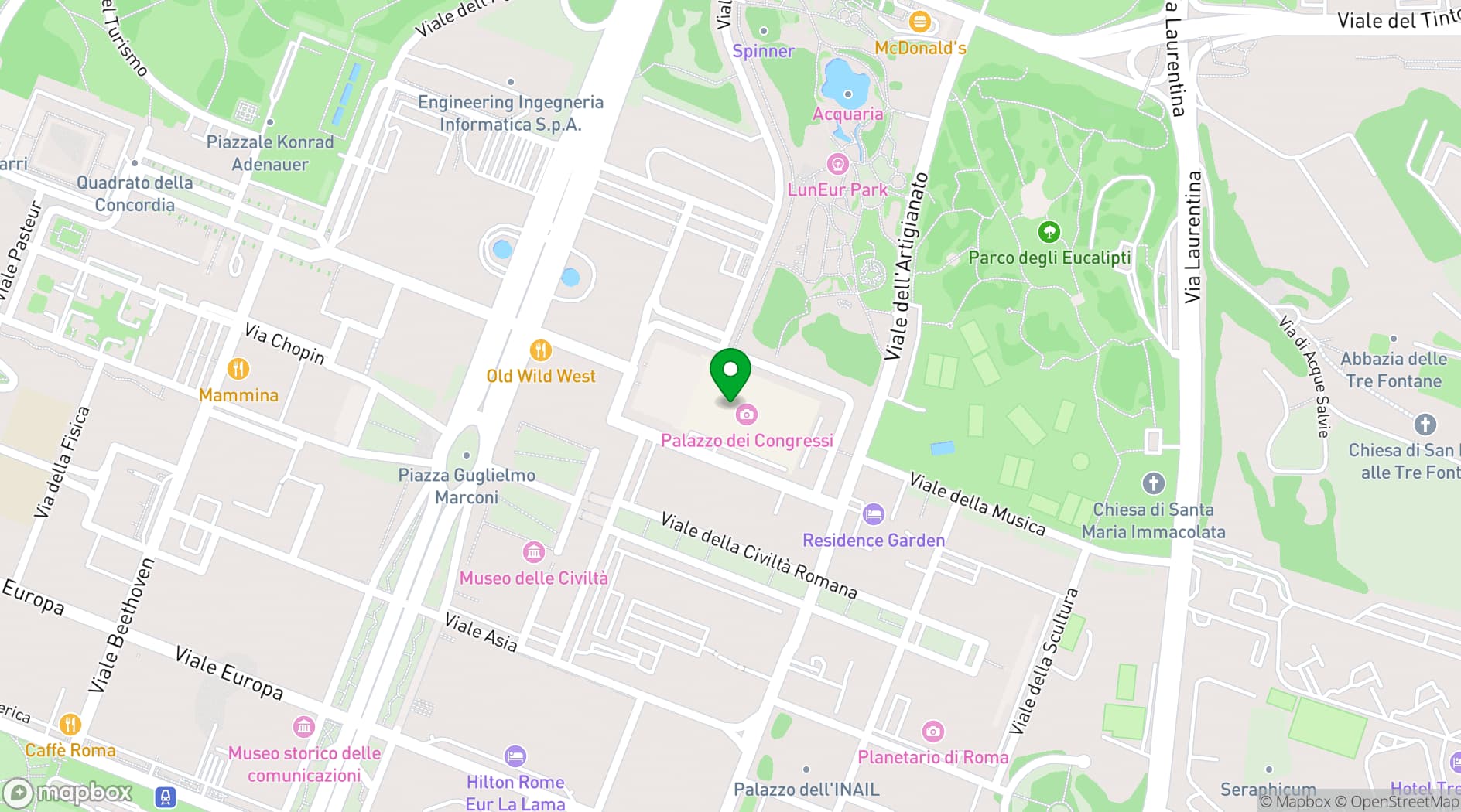 Map showing Palazzo dei Congressi