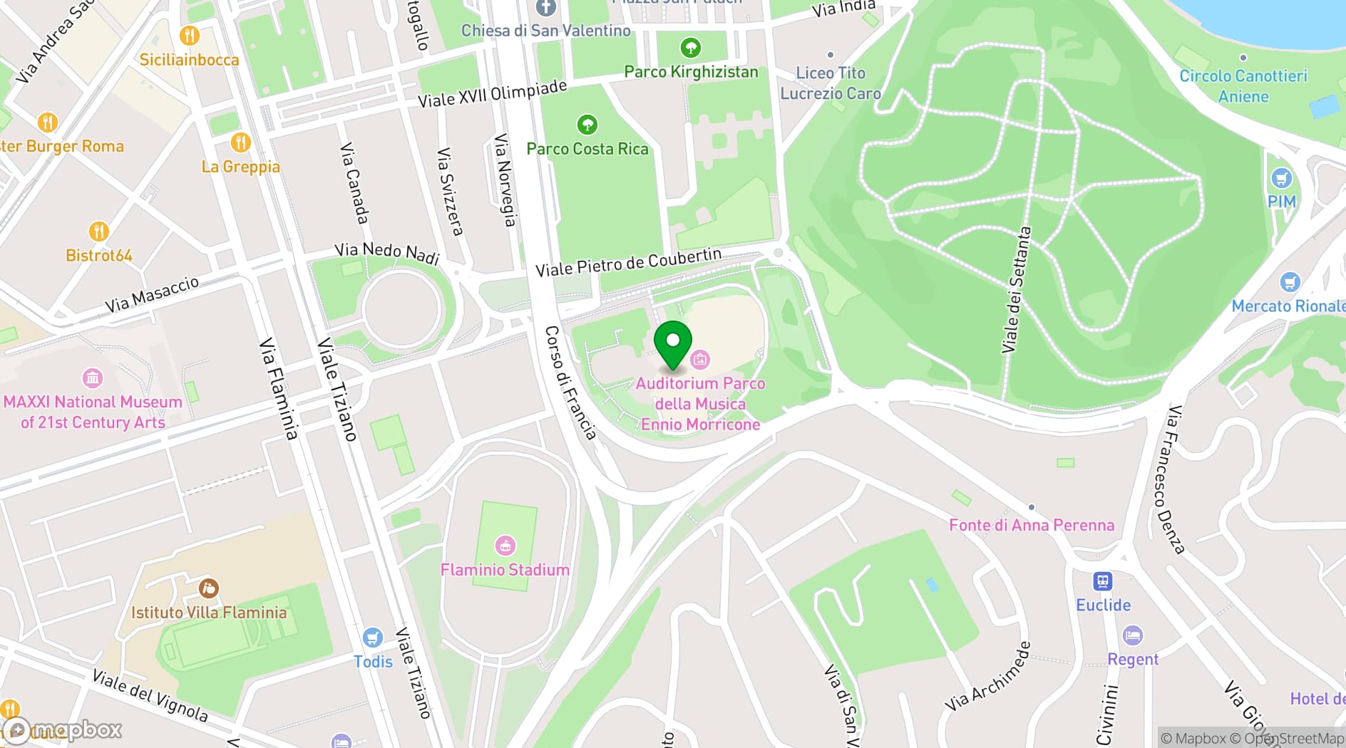Map showing Auditorium Parco della Musica Ennio Morricone