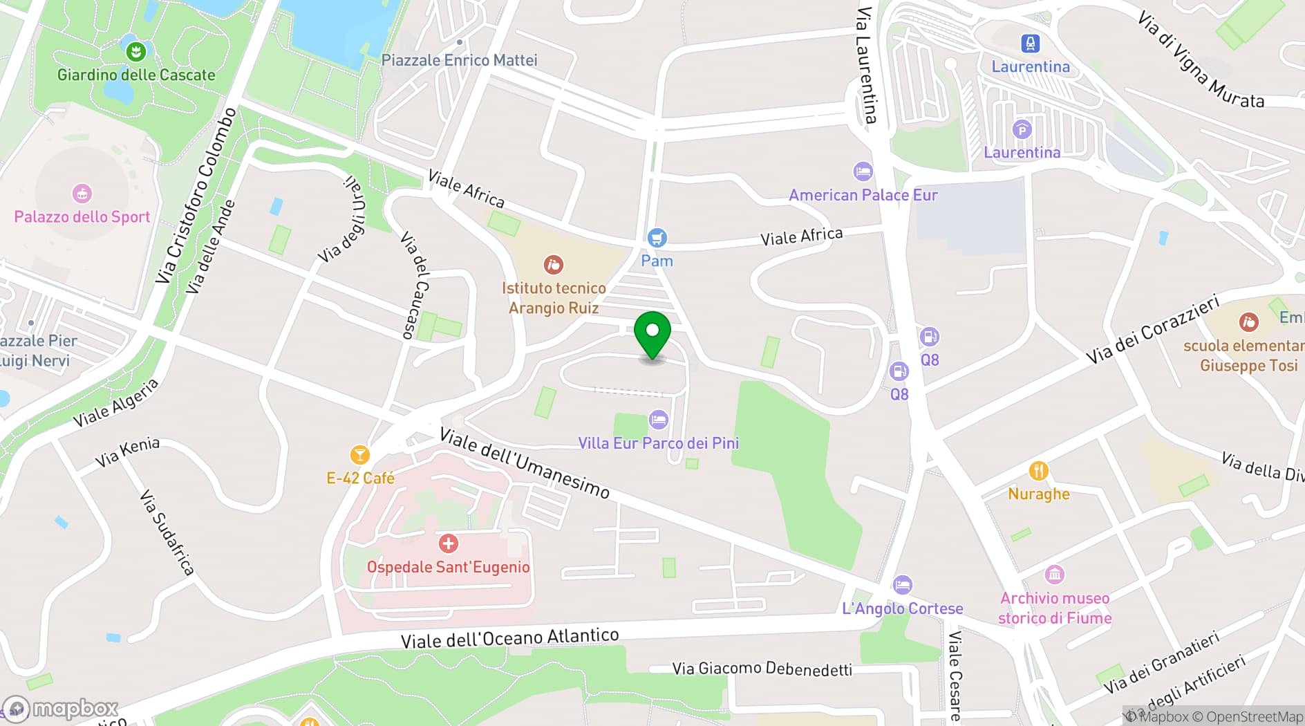 Map showing Hotel Villa Eur