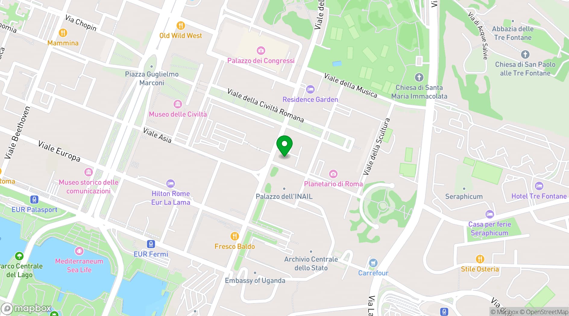 Map showing Spaces Eur Arte