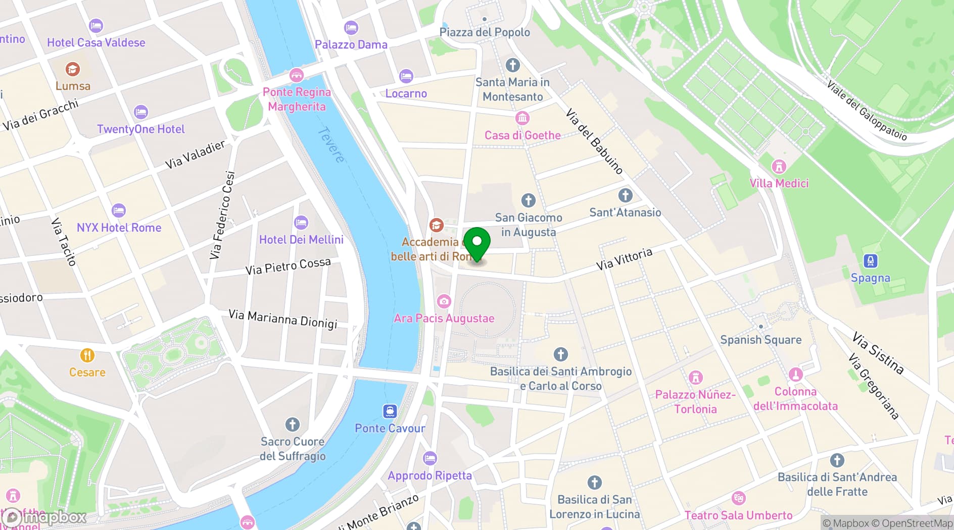 Map showing Bvlgari Hotel Roma