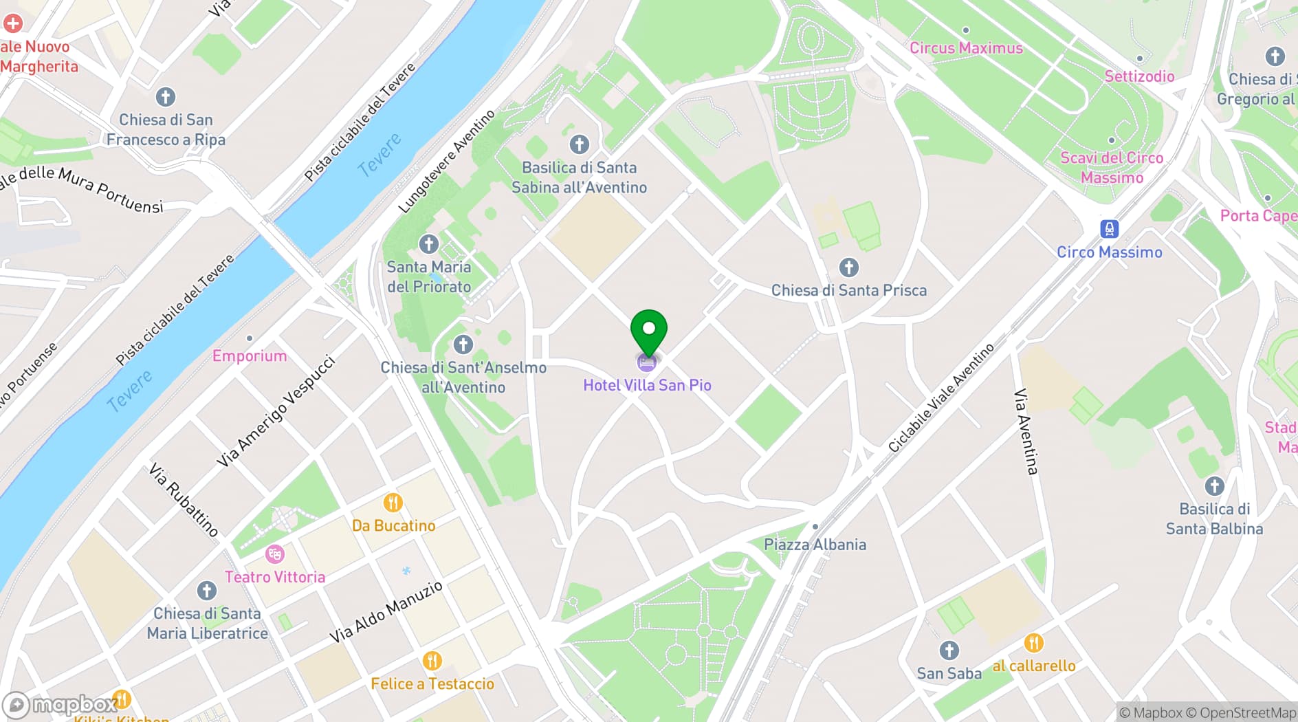 Map showing Villa San Pio Roma