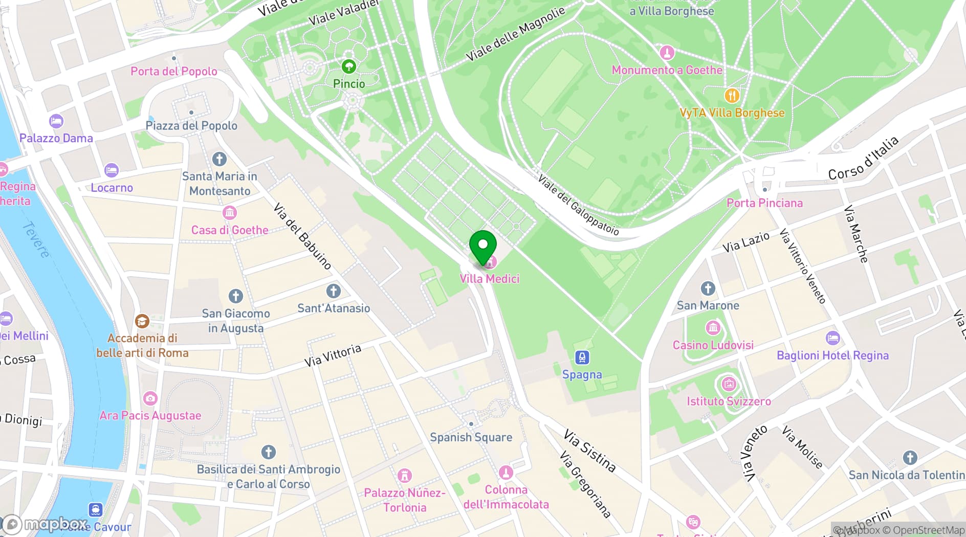 Map showing Villa Medici