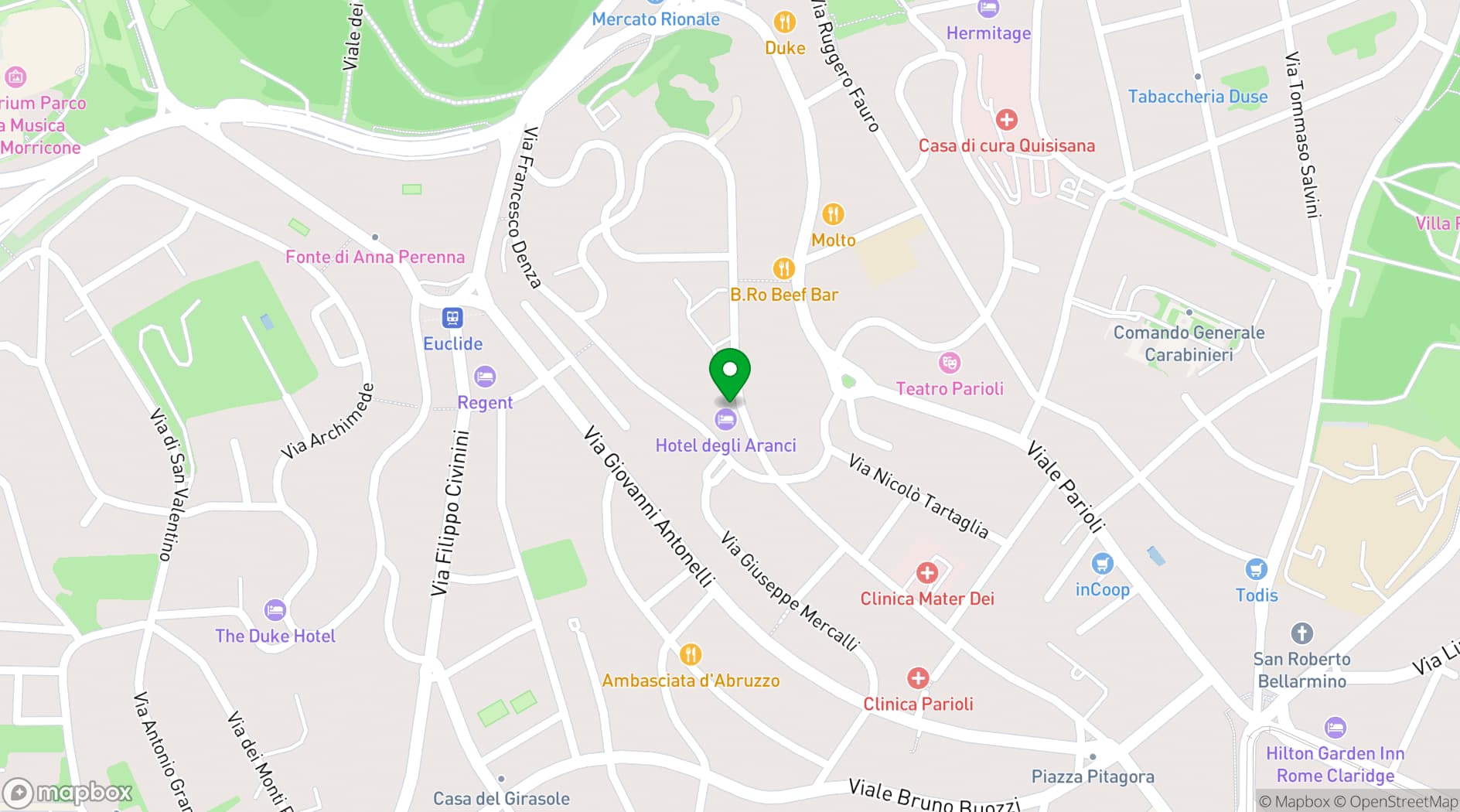 Map showing Hotel degli Aranci