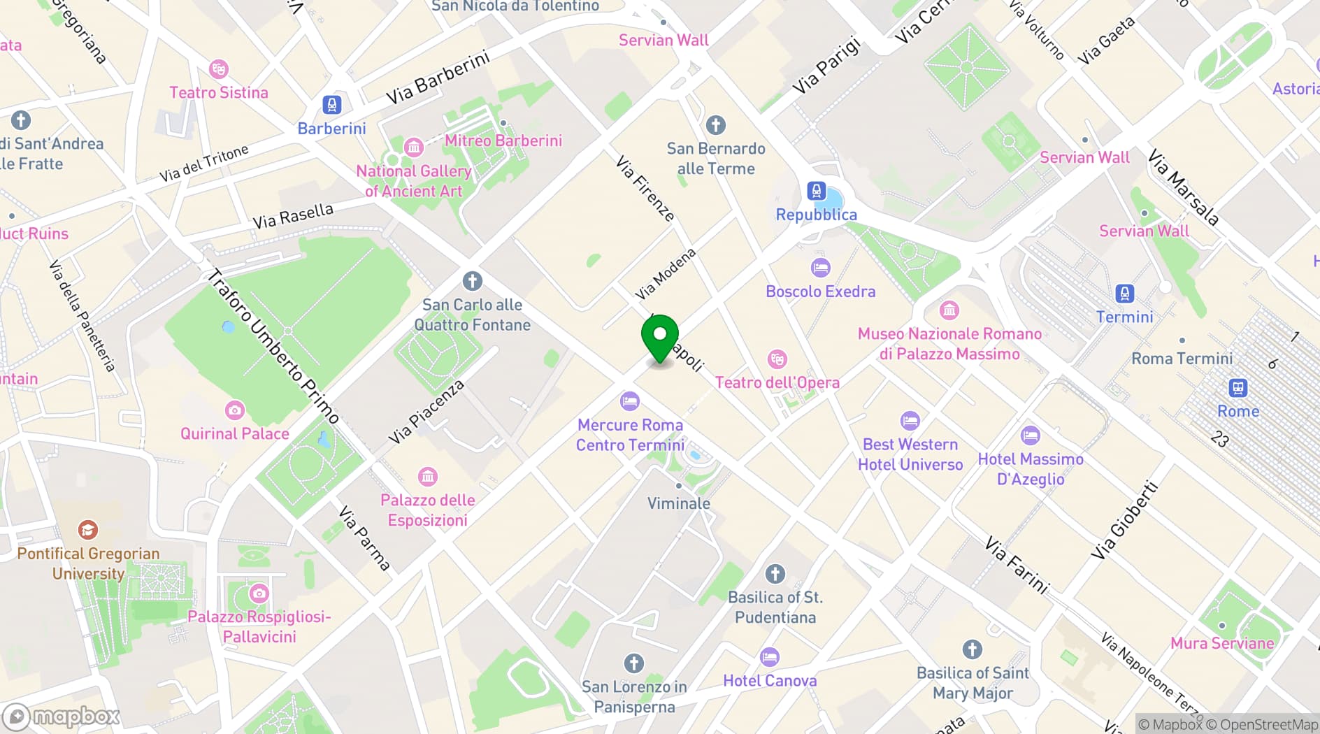 Map showing Hotel Artemide