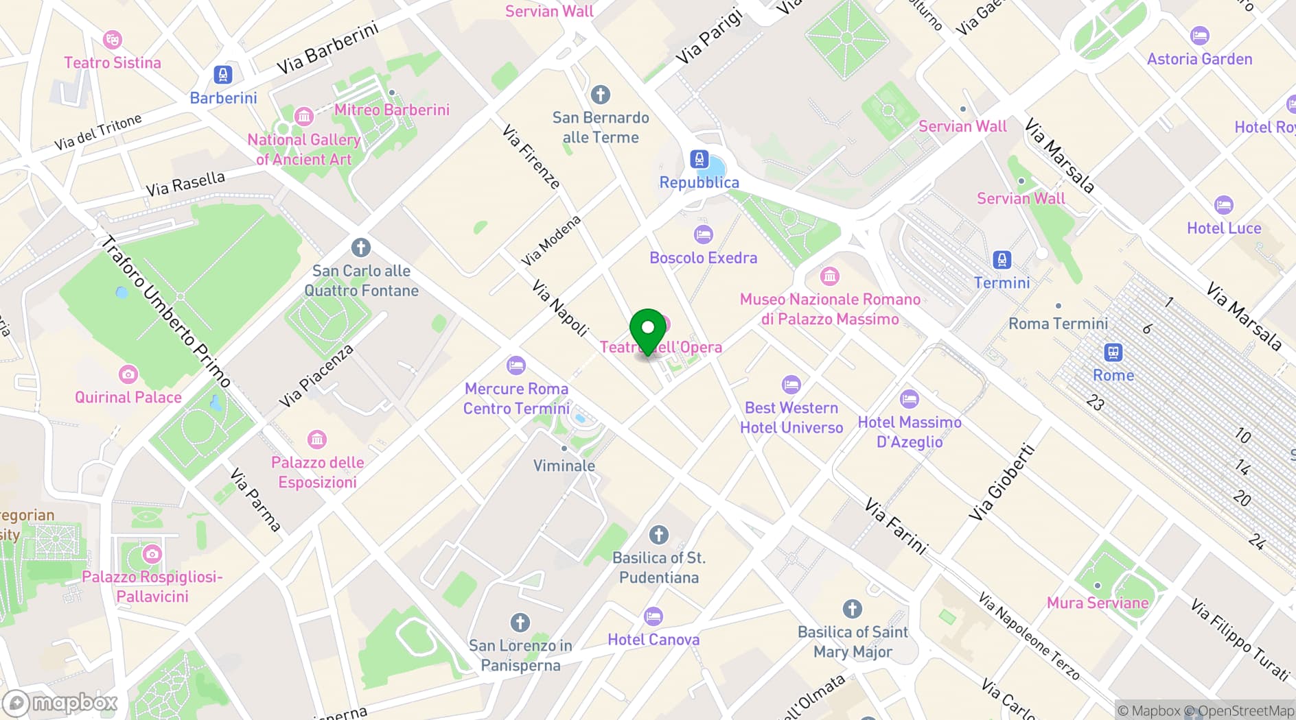 Map showing iQ Hotel Roma