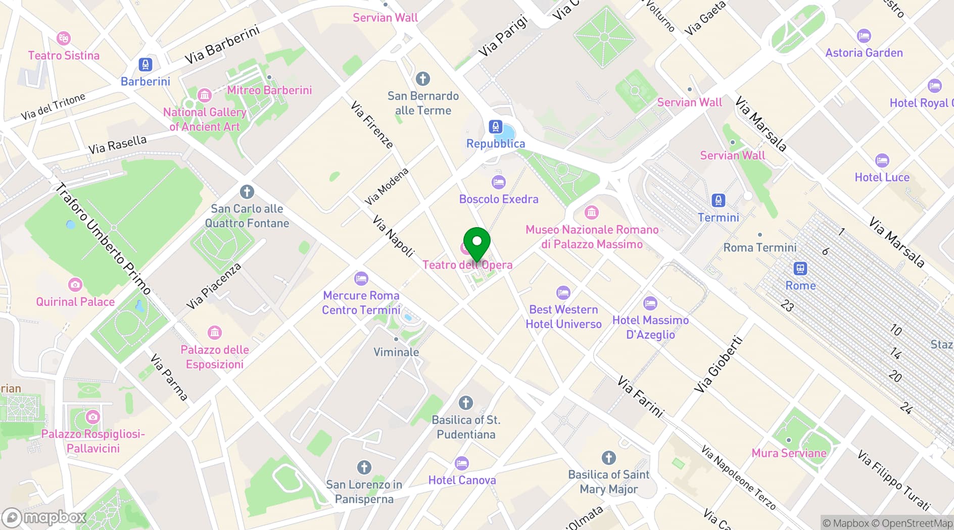 Map showing Teatro dell'Opera di Roma