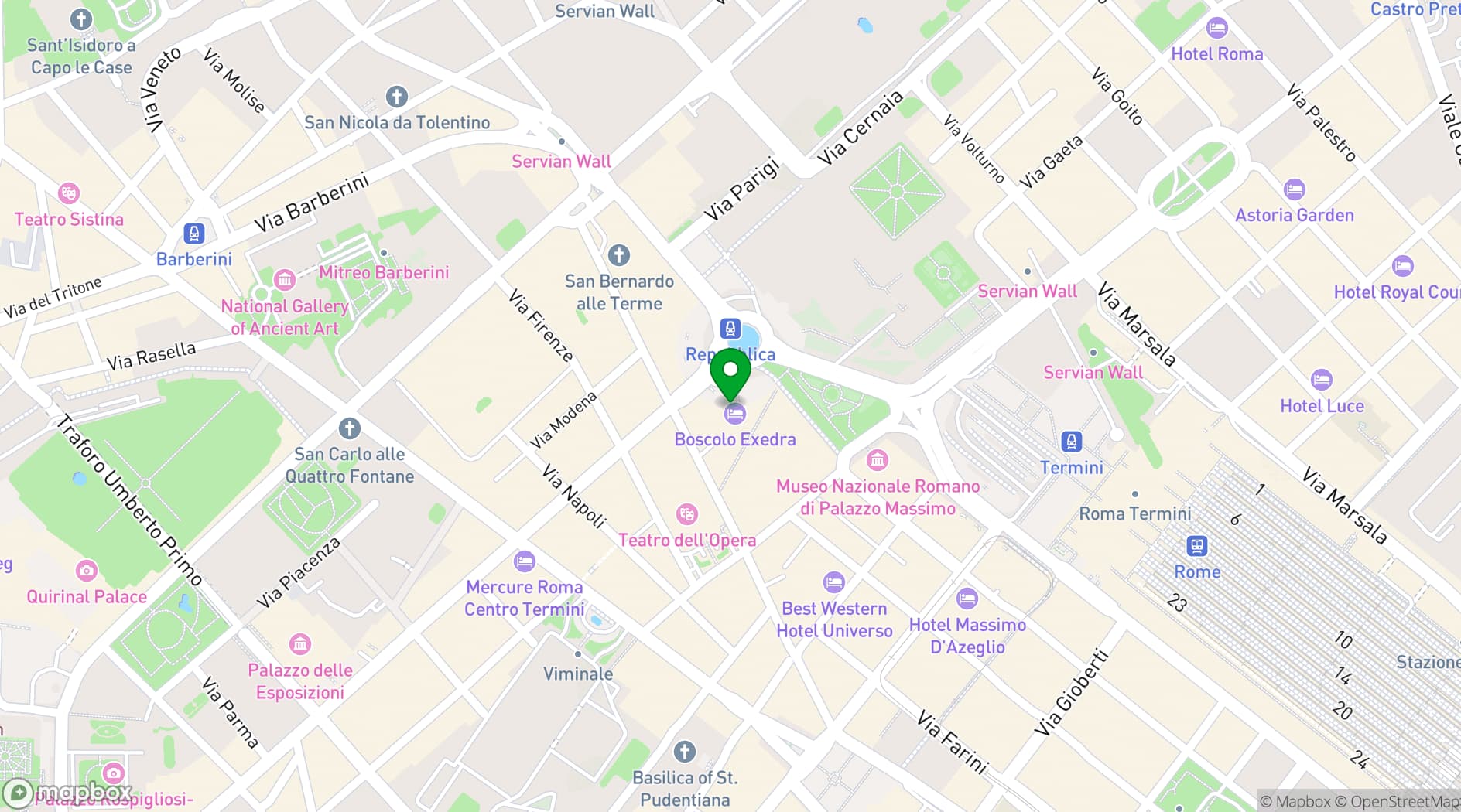 Map showing Anantara Palazzo Naiadi Rome Hotel