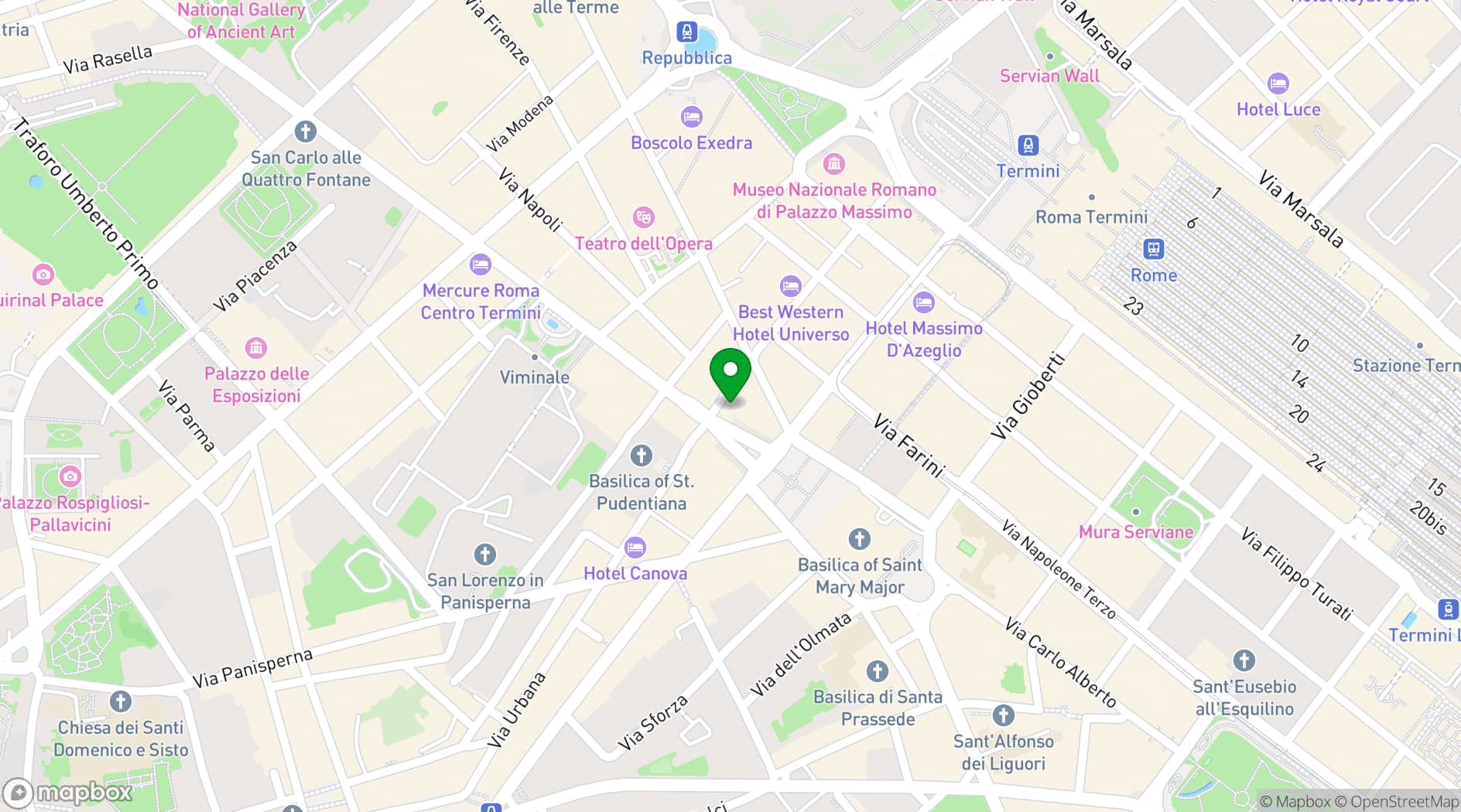 Map showing DoubleTree by Hilton Rome Monti