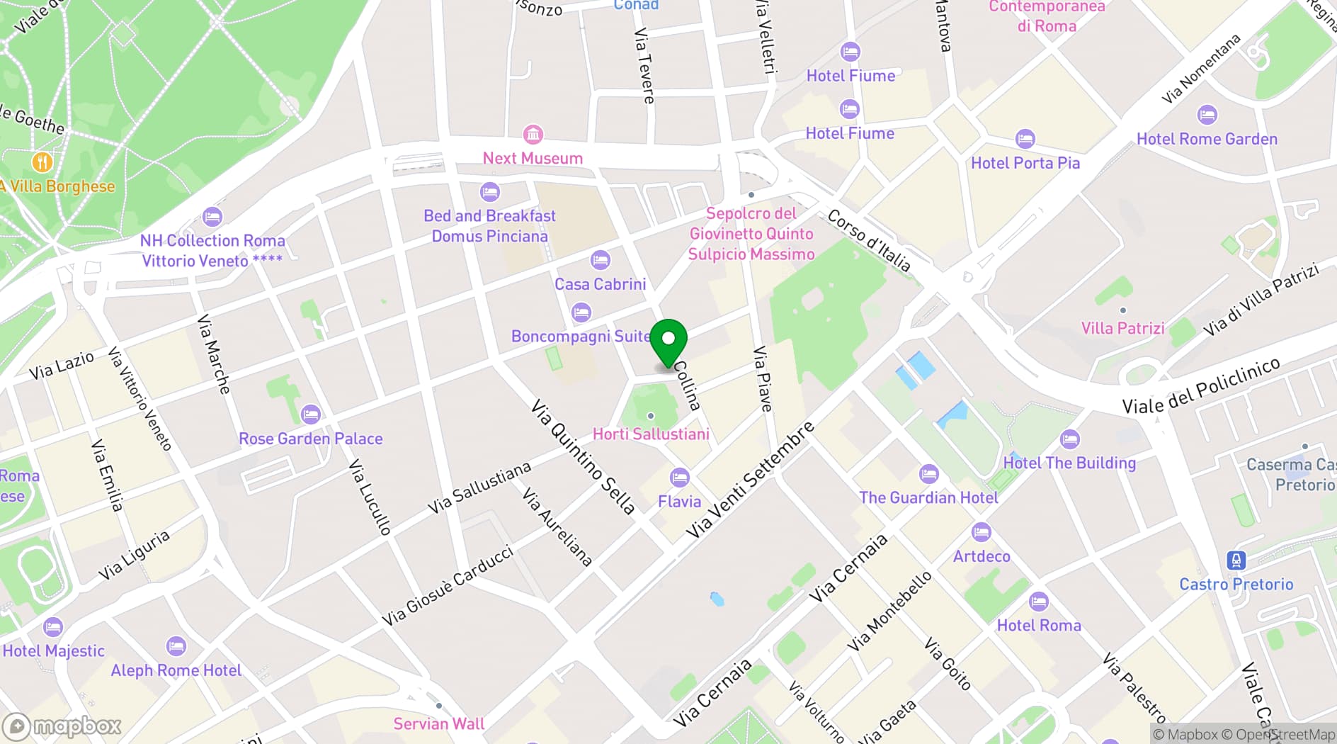 Map showing art'otel Rome Piazza Sallustio, Powered by Radisson Hotels