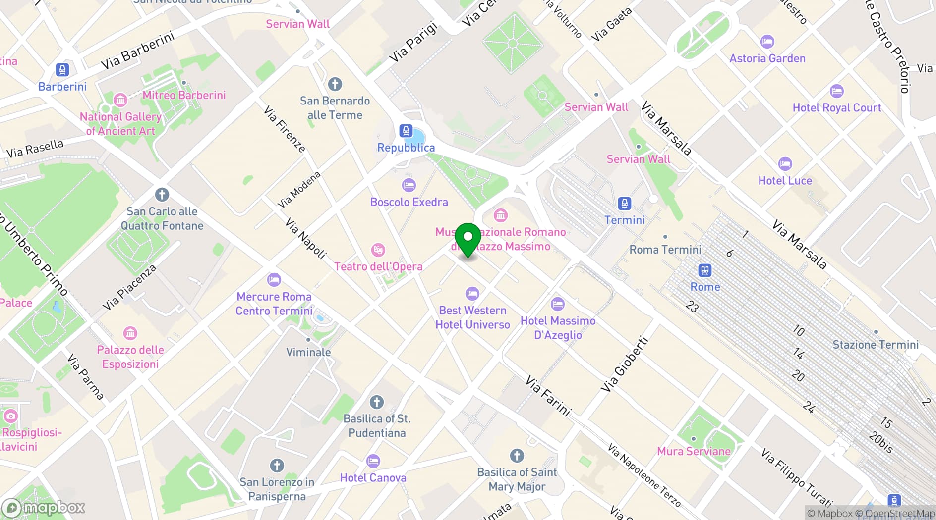 Map showing Hotel Diana Roof Garden