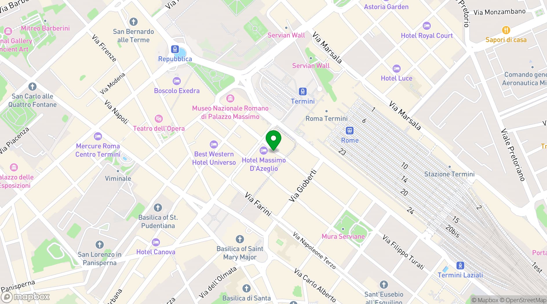 Map showing UNA HOTELS Decò Roma