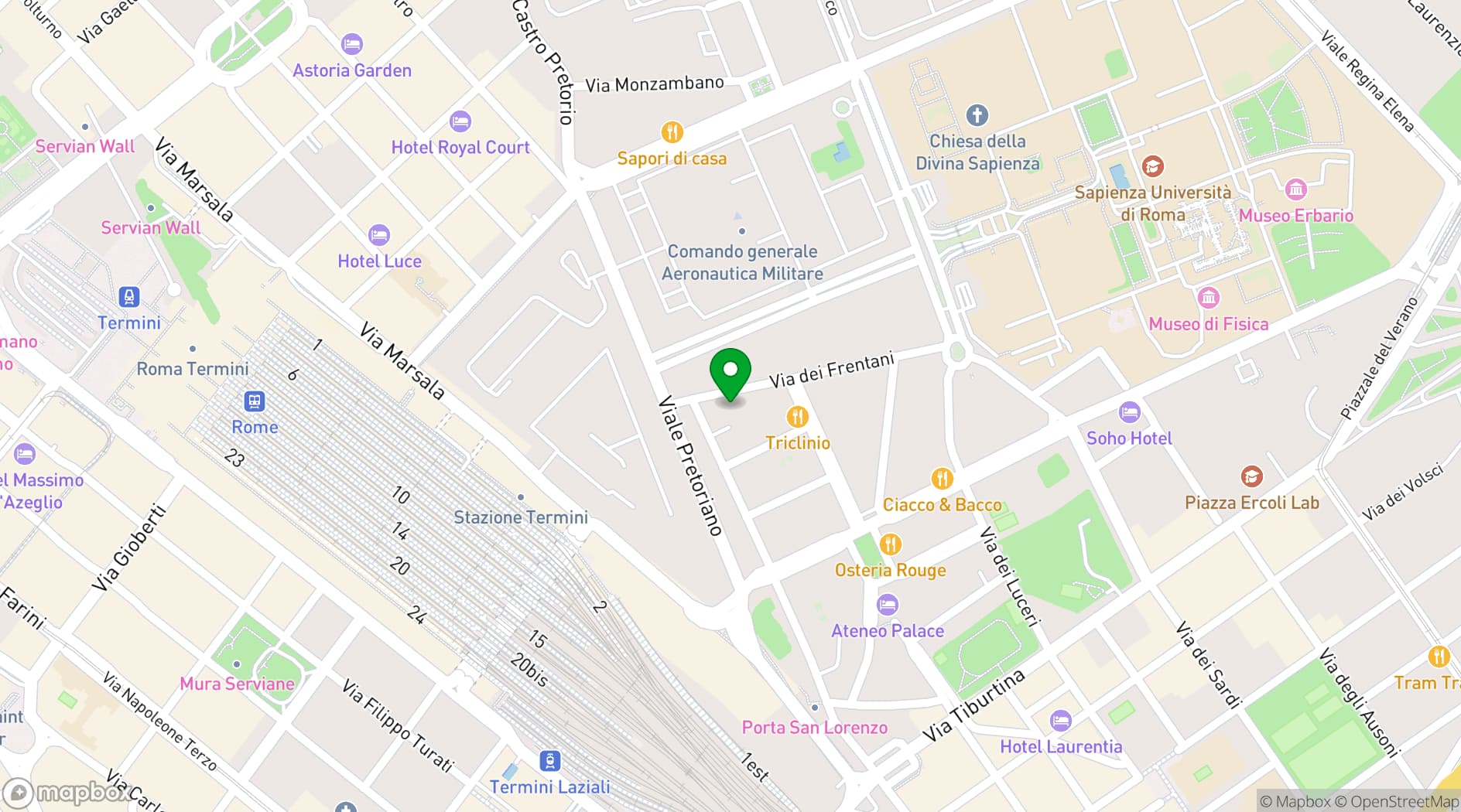 Map showing Centro Congressi Frentani