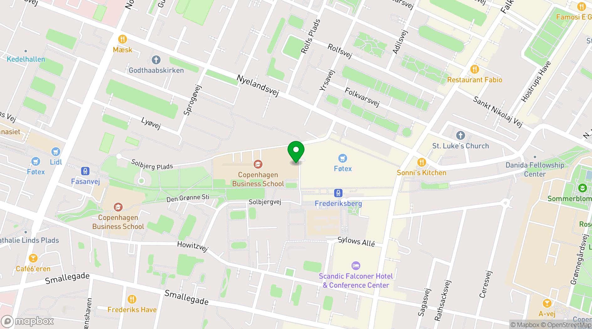 Map showing Copenhagen Business School - Events & Room Allocation (LOK)