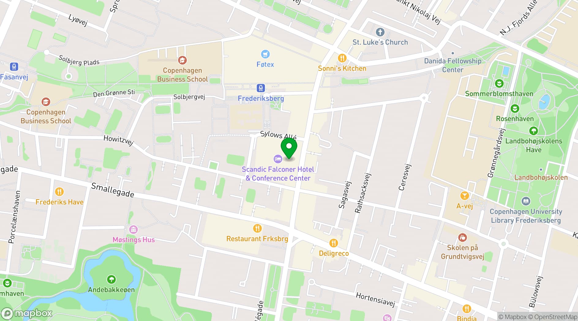 Map showing Scandic Falkoner