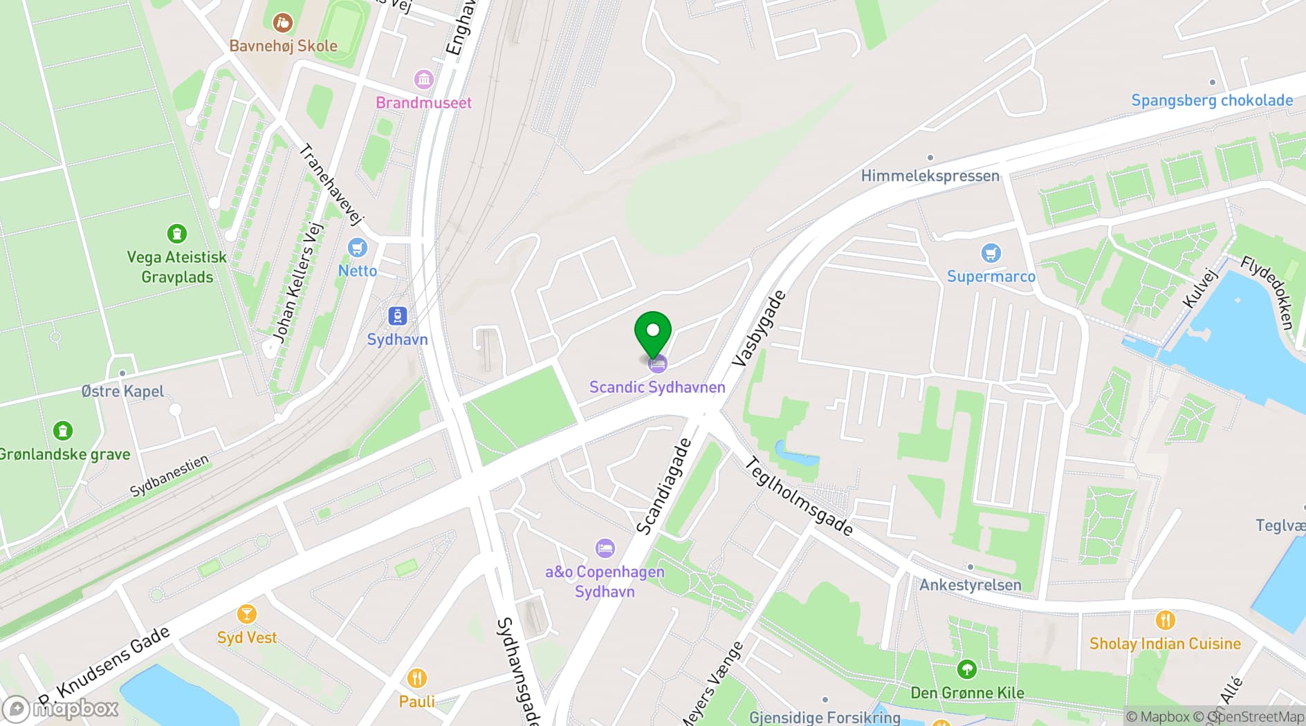 Map showing Scandic Sydhavnen