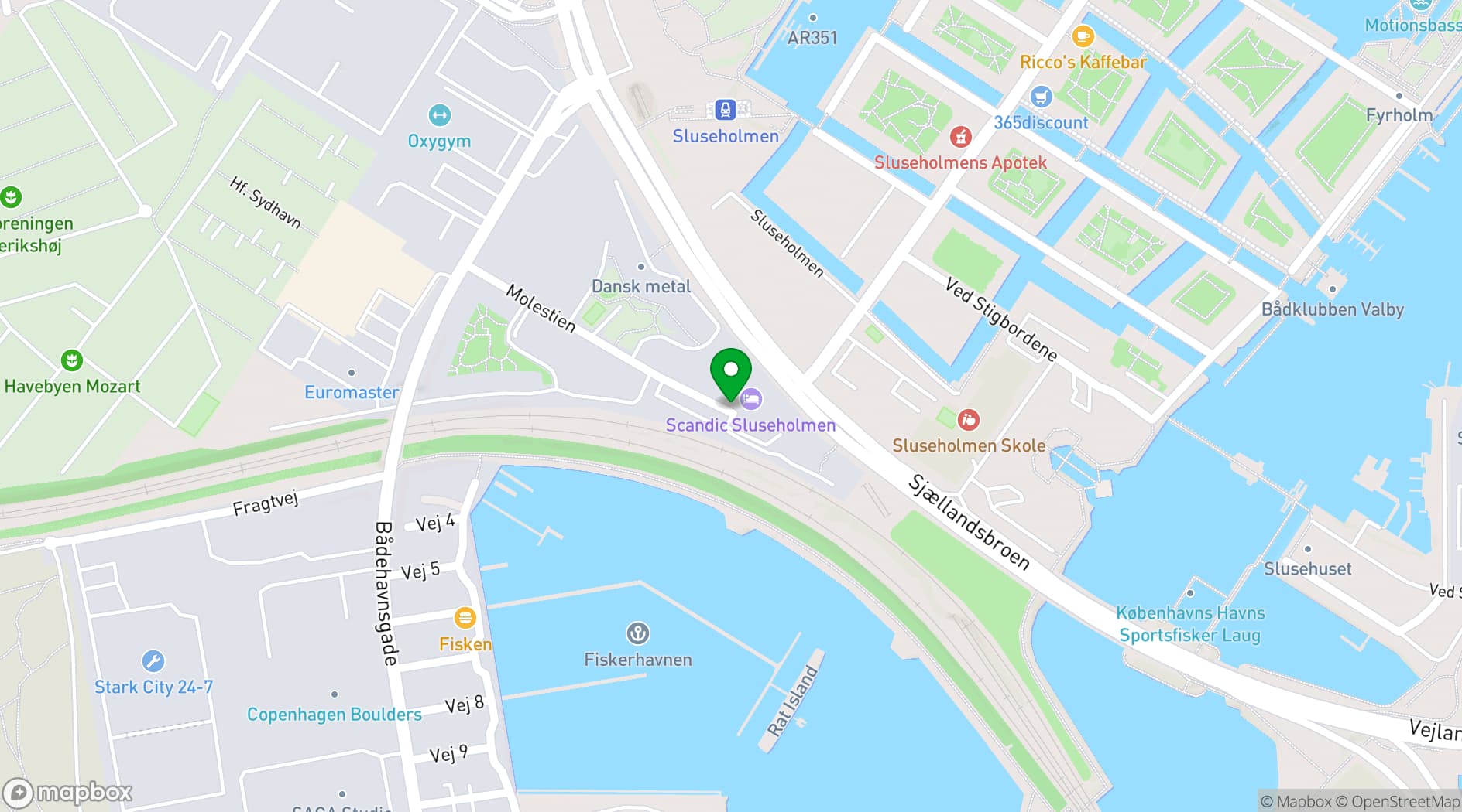 Map showing Scandic Sluseholmen Copenhagen