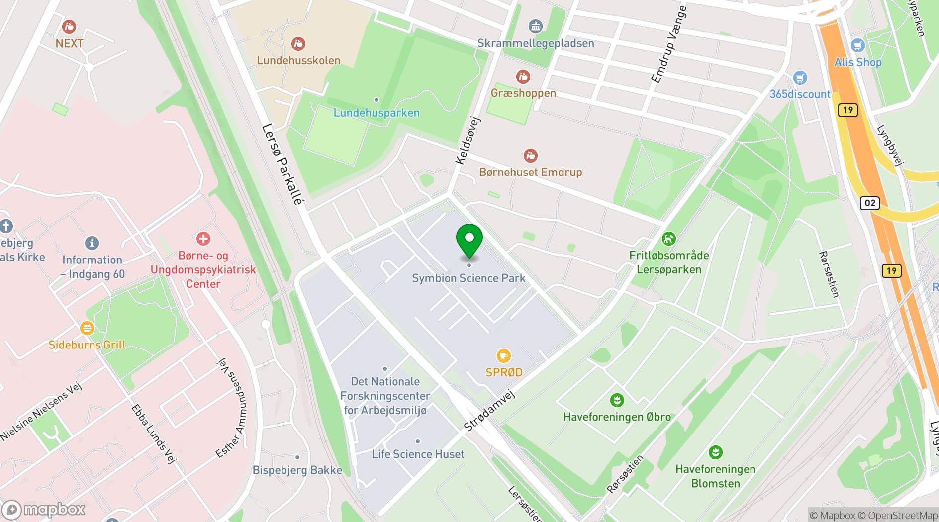 Map showing Symbion Conference and Event Space