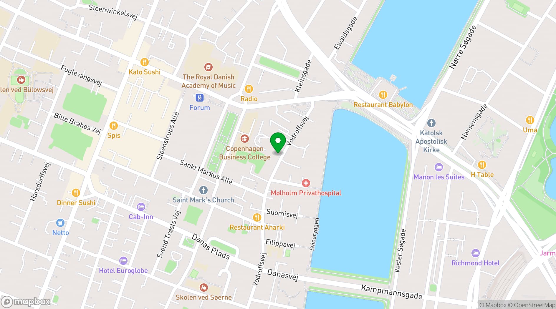 Map showing CABINN Hotels