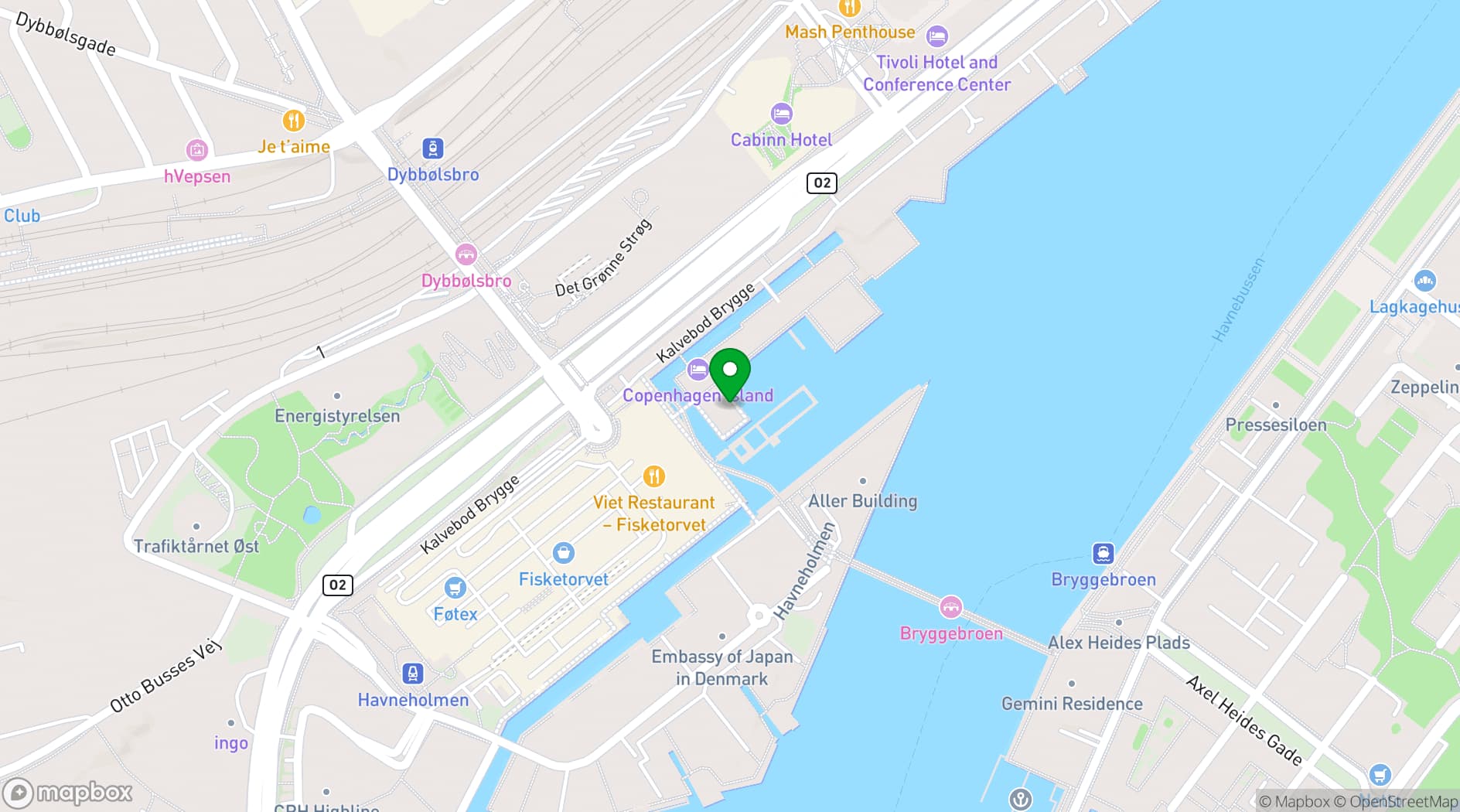 Map showing The Harbour Hotel