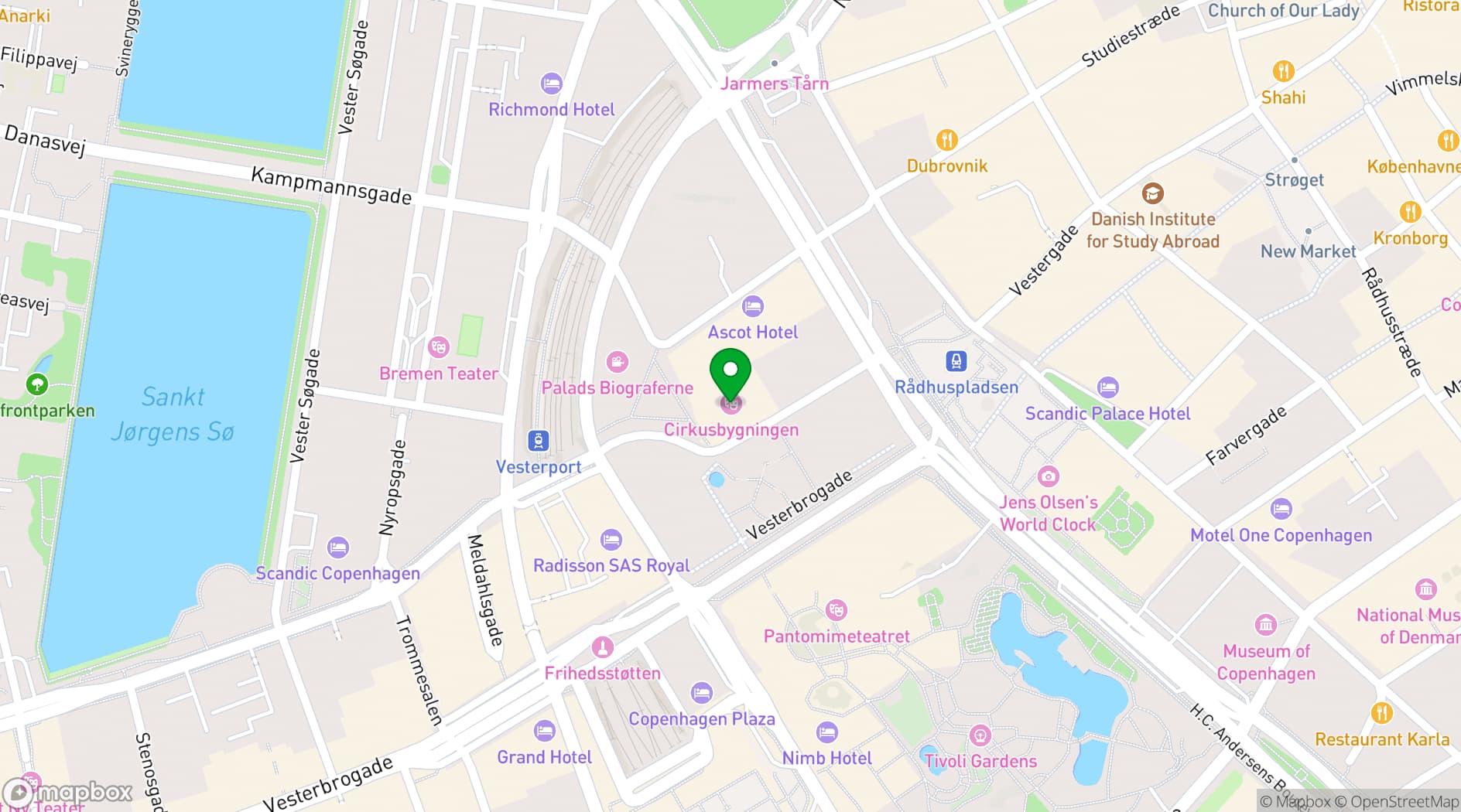 Map showing Cirkusbygningen