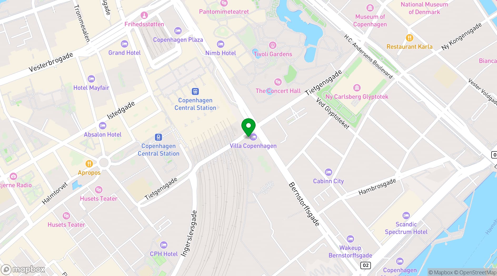 Map showing Villa Copenhagen