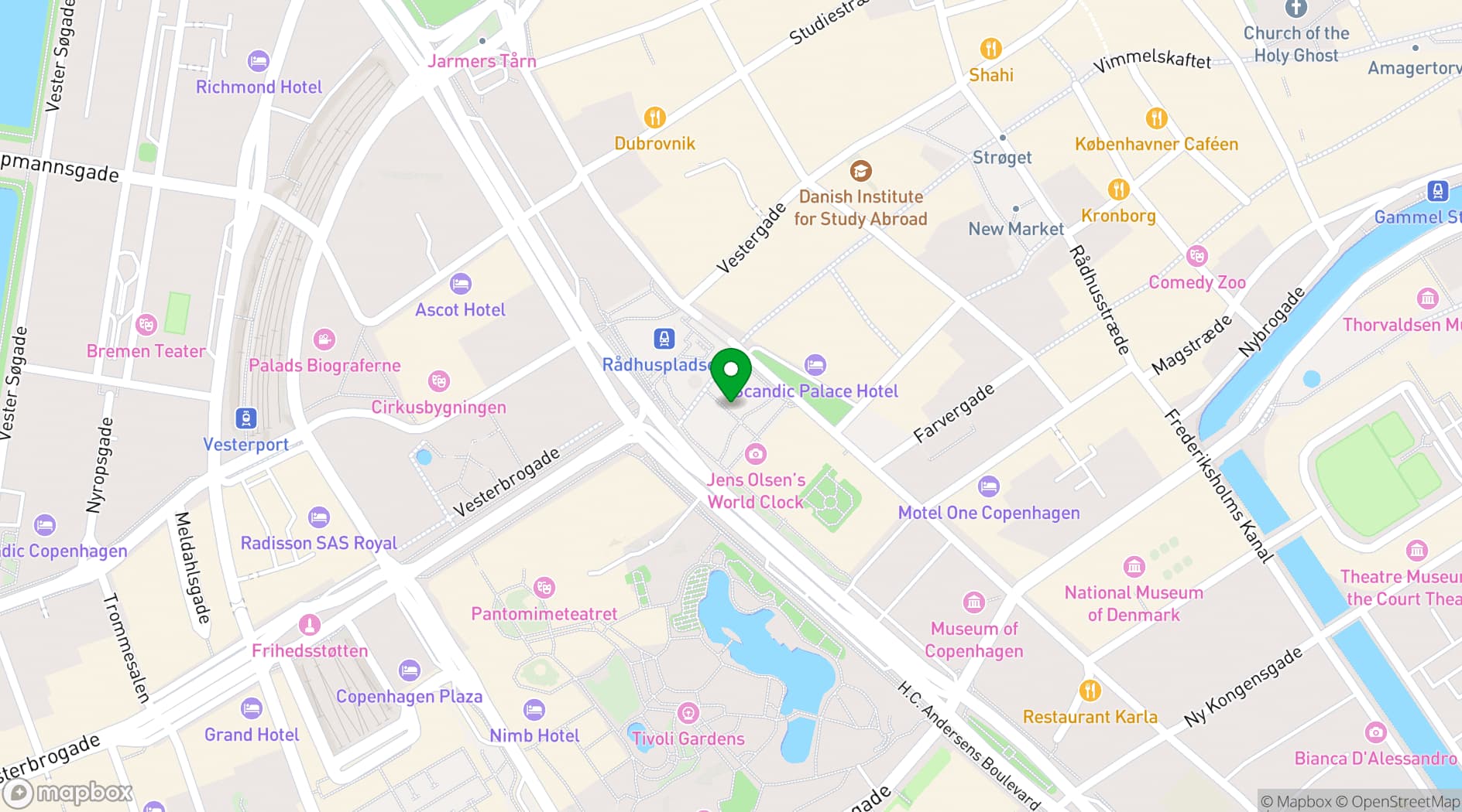 Map showing Copenhagen Pride Venues