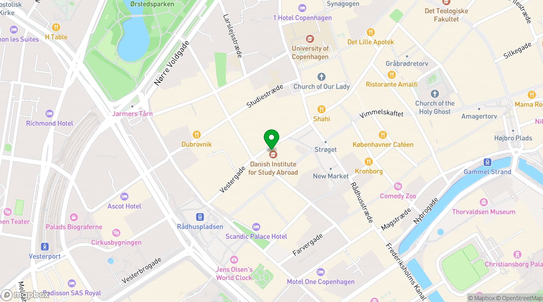 Map showing DIS Copenhagen