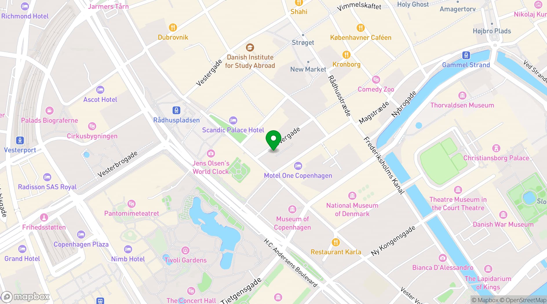 Map showing Danish Cultural Institute