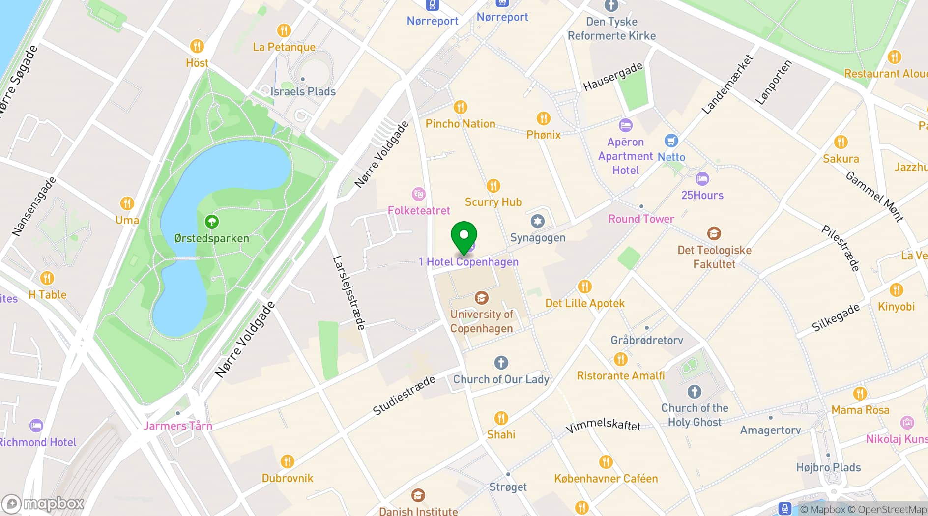 Map showing 1 Hotel Copengahen