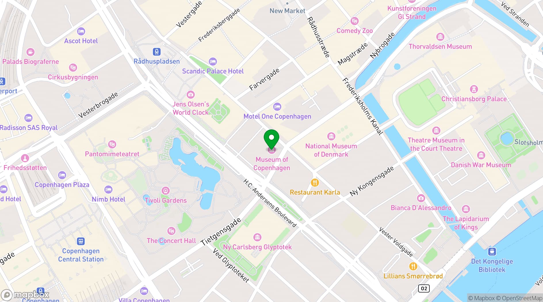 Map showing Museum of Copenhagen