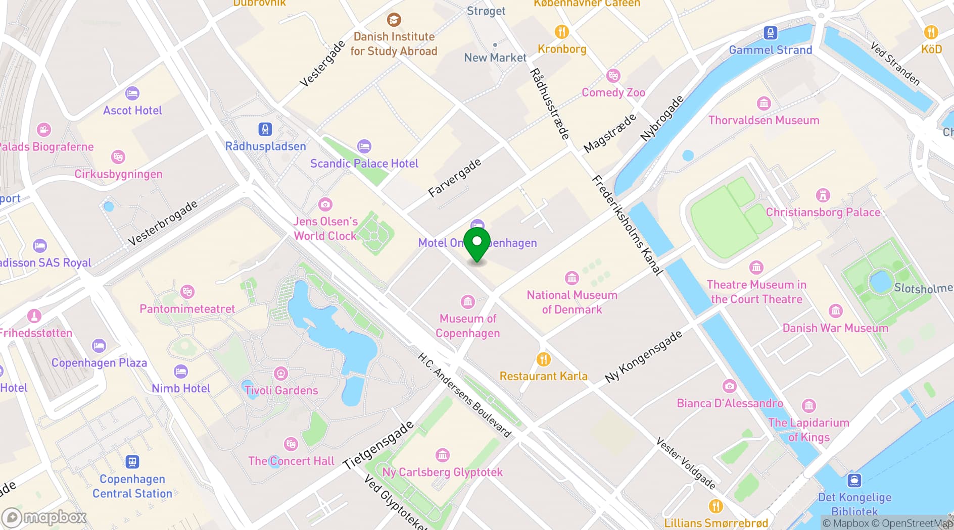 Map showing Hotel Danmark